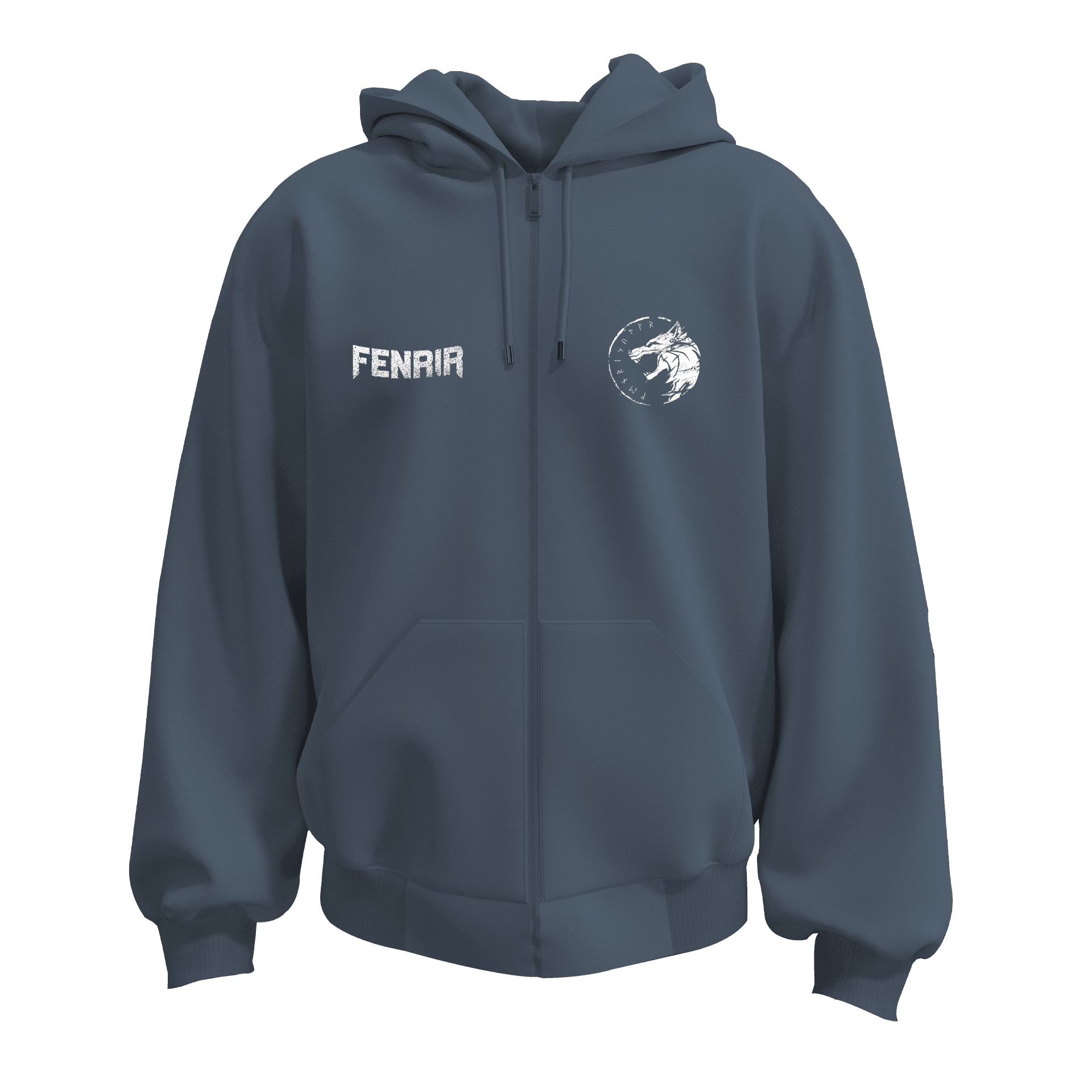 Fenrir  Ön Ve Arka  Baskılı  Nordic Series (Unisex Fermuarlı Hoodie )
