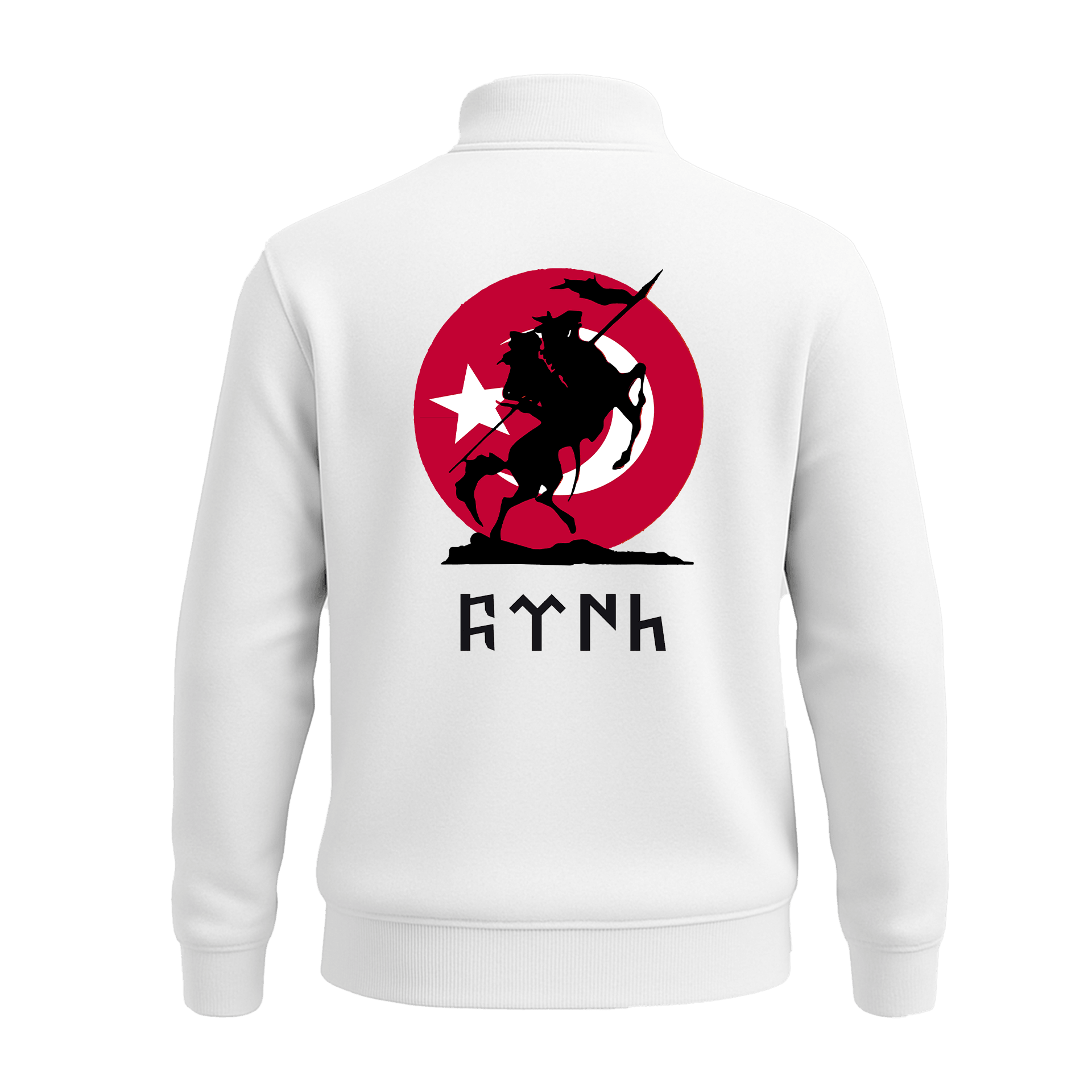 Türk Atlısı  Ön Ve Arka  Baskılı (Unisex Yarım Fermuarlı Sweat)
