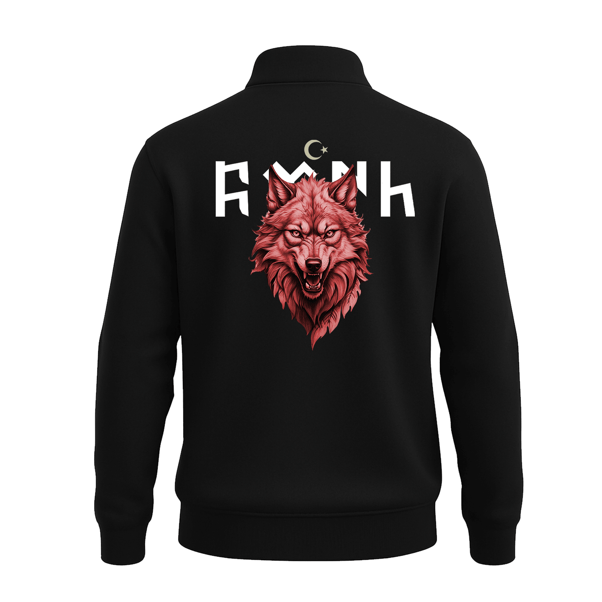 Türk Kurt  Ön Ve Arka  Baskılı (Unisex Yarım Fermuarlı Sweat)
