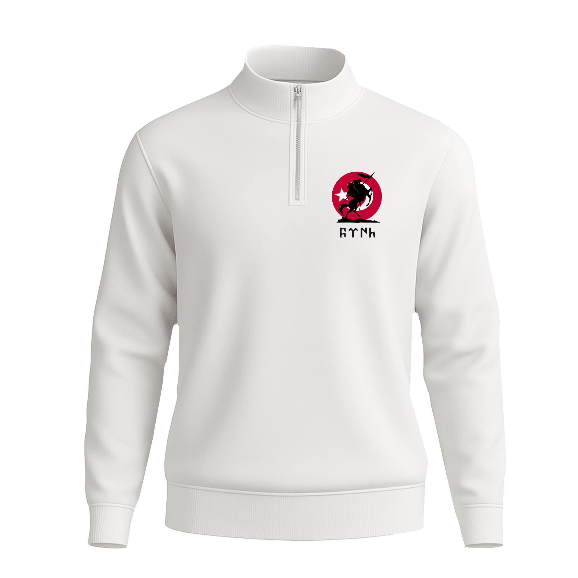 Türk Atlısı  Ön Ve Arka  Baskılı (Unisex Yarım Fermuarlı Sweat)