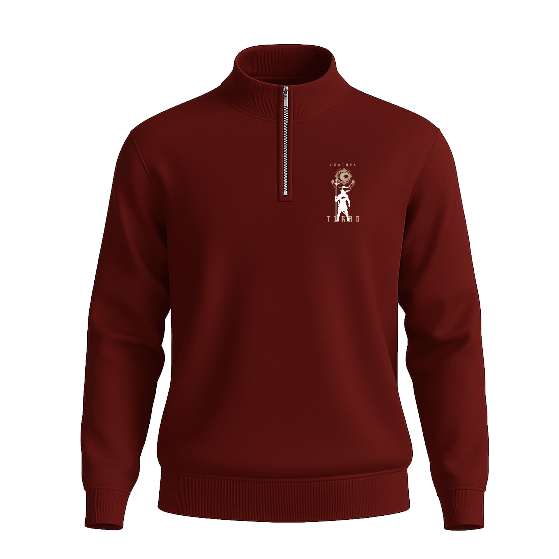 Göktürk  Ön Ve Arka  Baskılı (Unisex Yarım Fermuarlı Sweat)