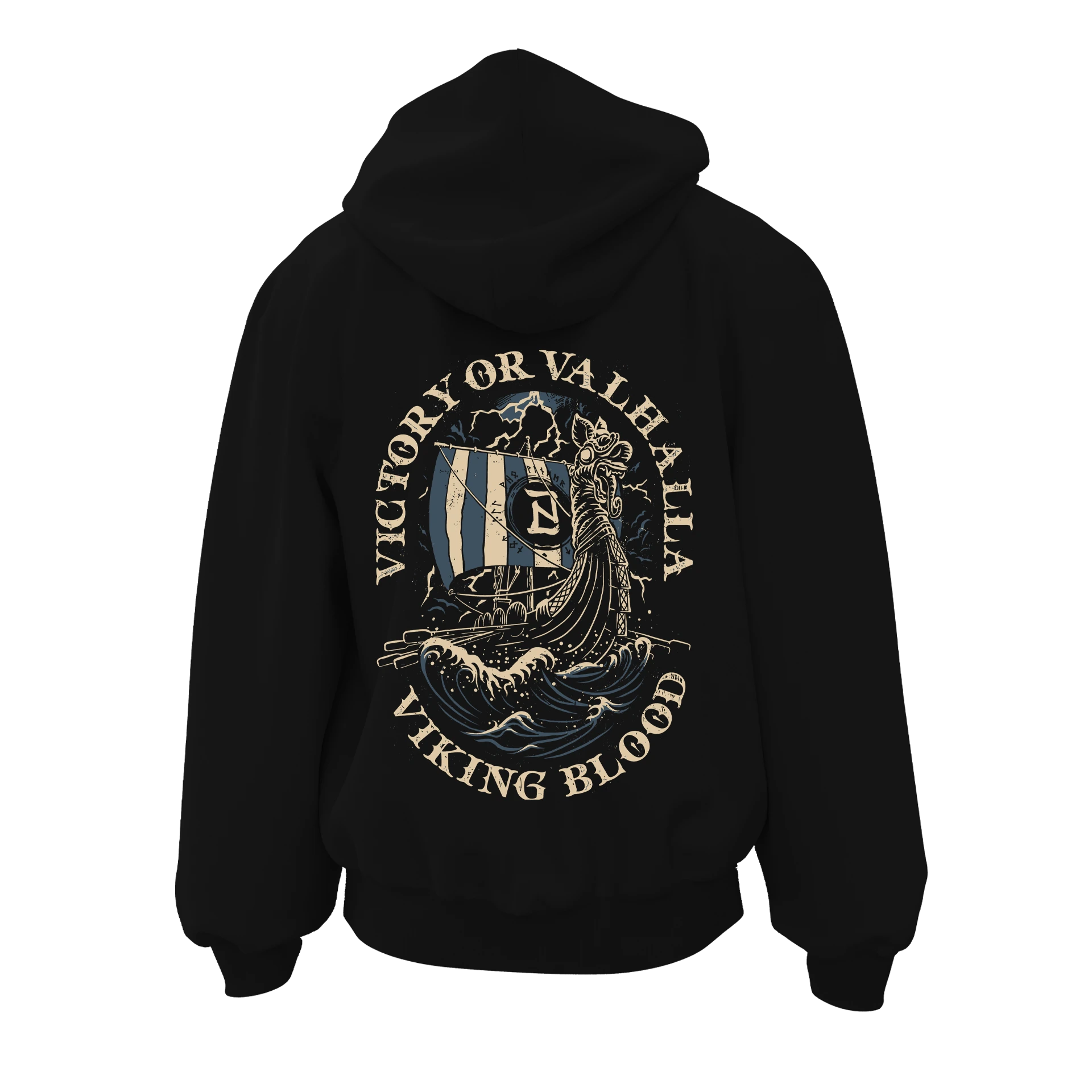 Viking Blood Victory Or Valhalla Ön Ve Arka Baskılı Nordic Series  (Unisex Fermuarlı Hoodie )