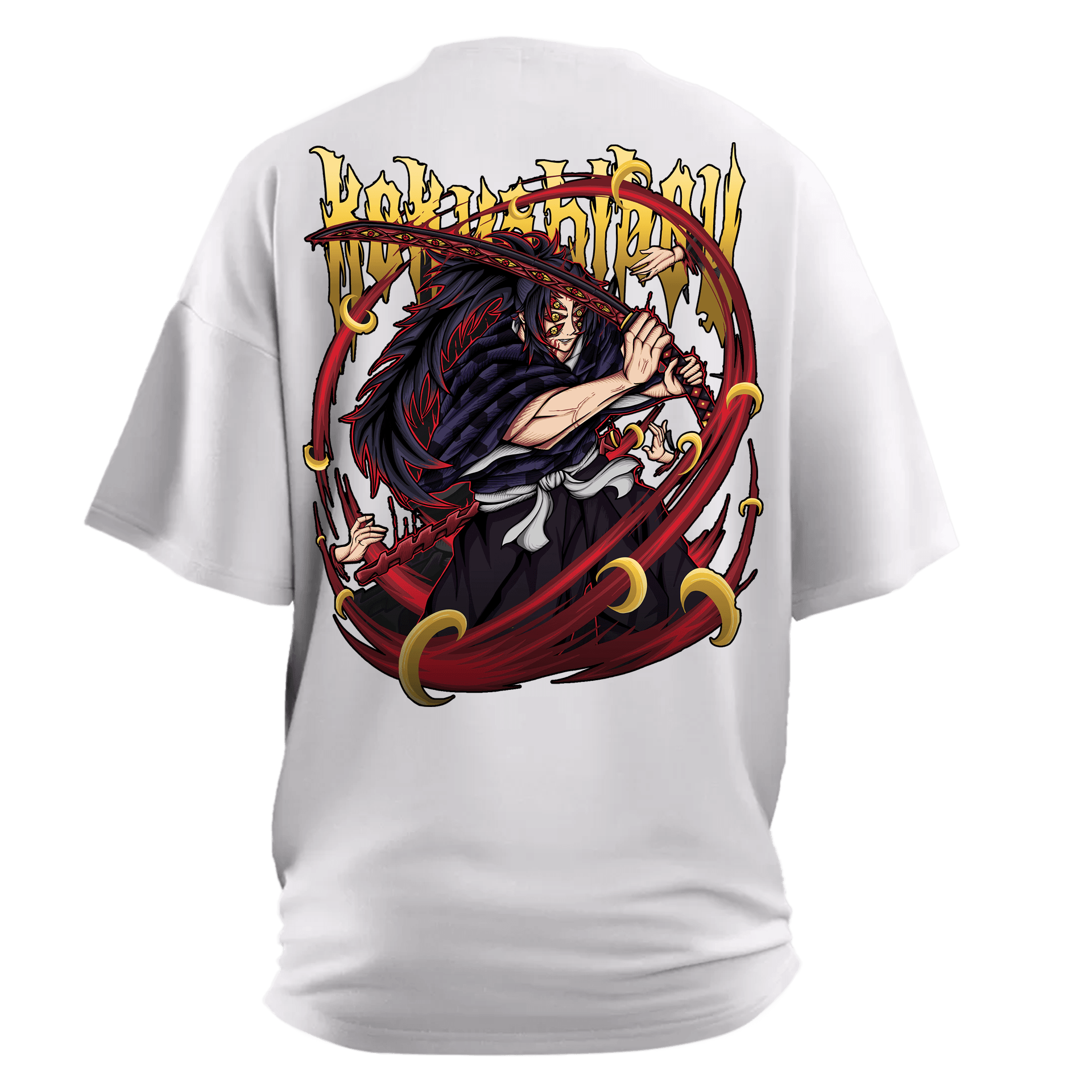 Demon Slayer Kokushibo Anime Series Ön Nakışlı Arka Baskılı (Unisex Tişört )