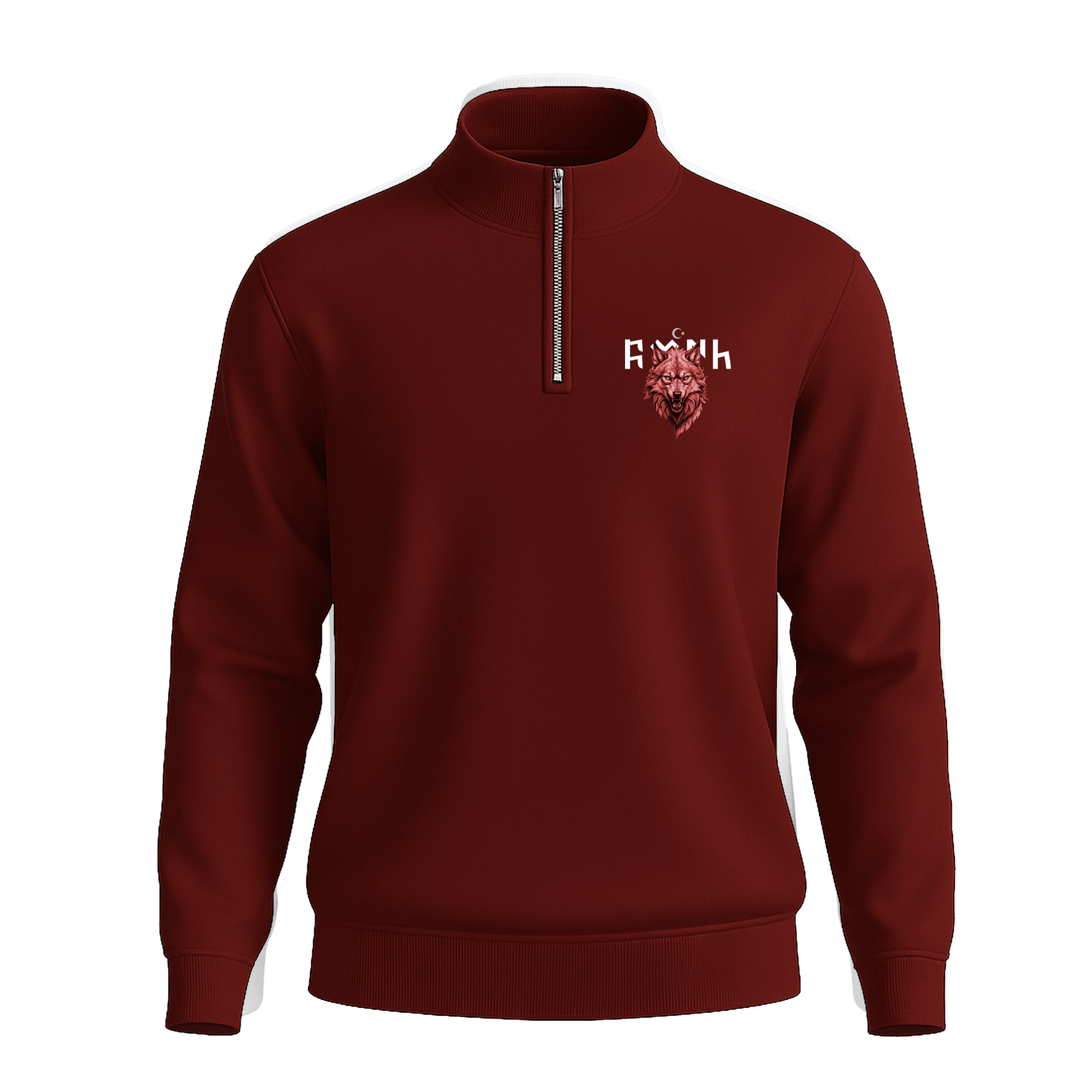 Türk Kurt  Ön Ve Arka  Baskılı (Unisex Yarım Fermuarlı Sweat)