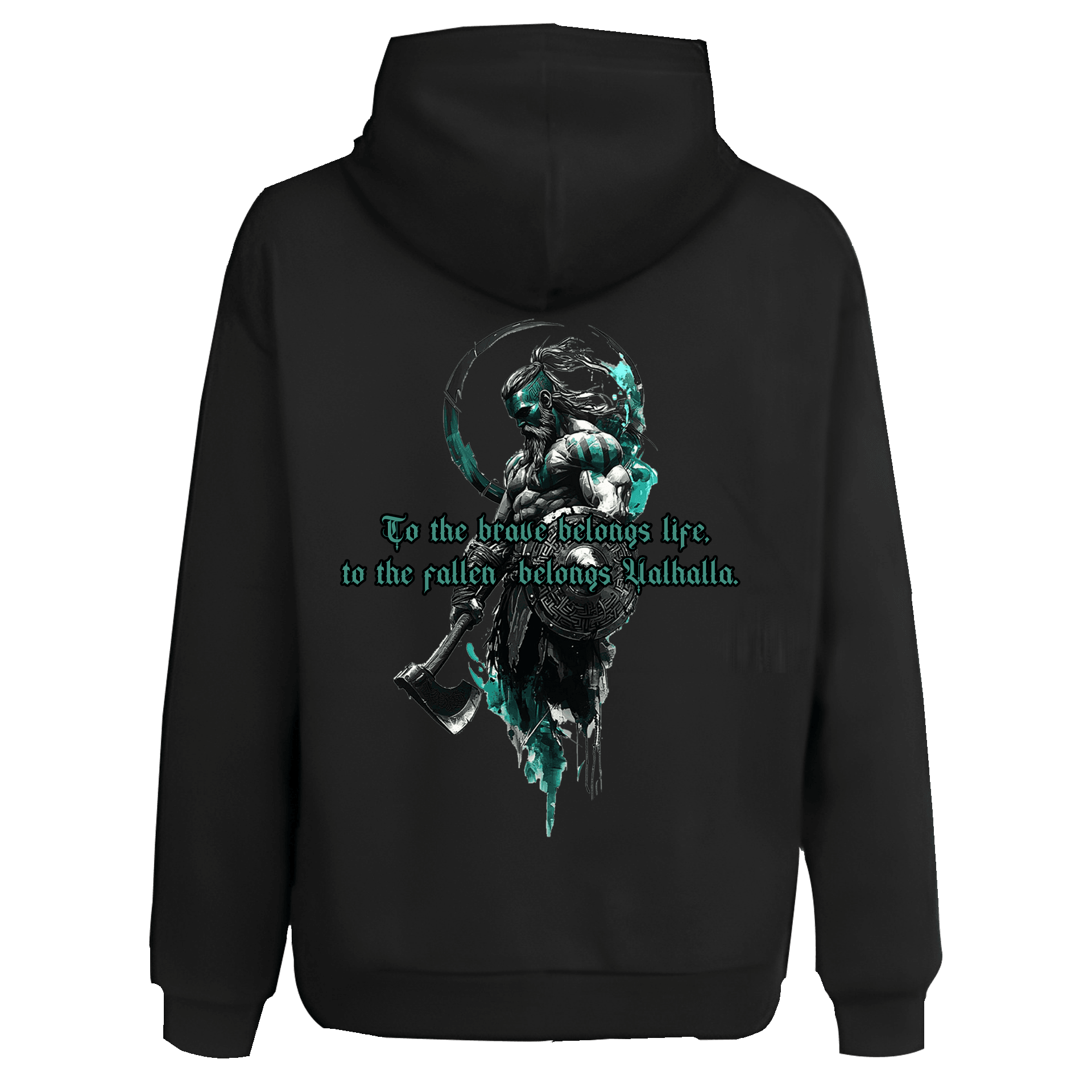  To the brave belongs life,  to the fallen  belongs Valhalla Ön Ve Arka Baskılı Nordic  (Unisex Hoodie)