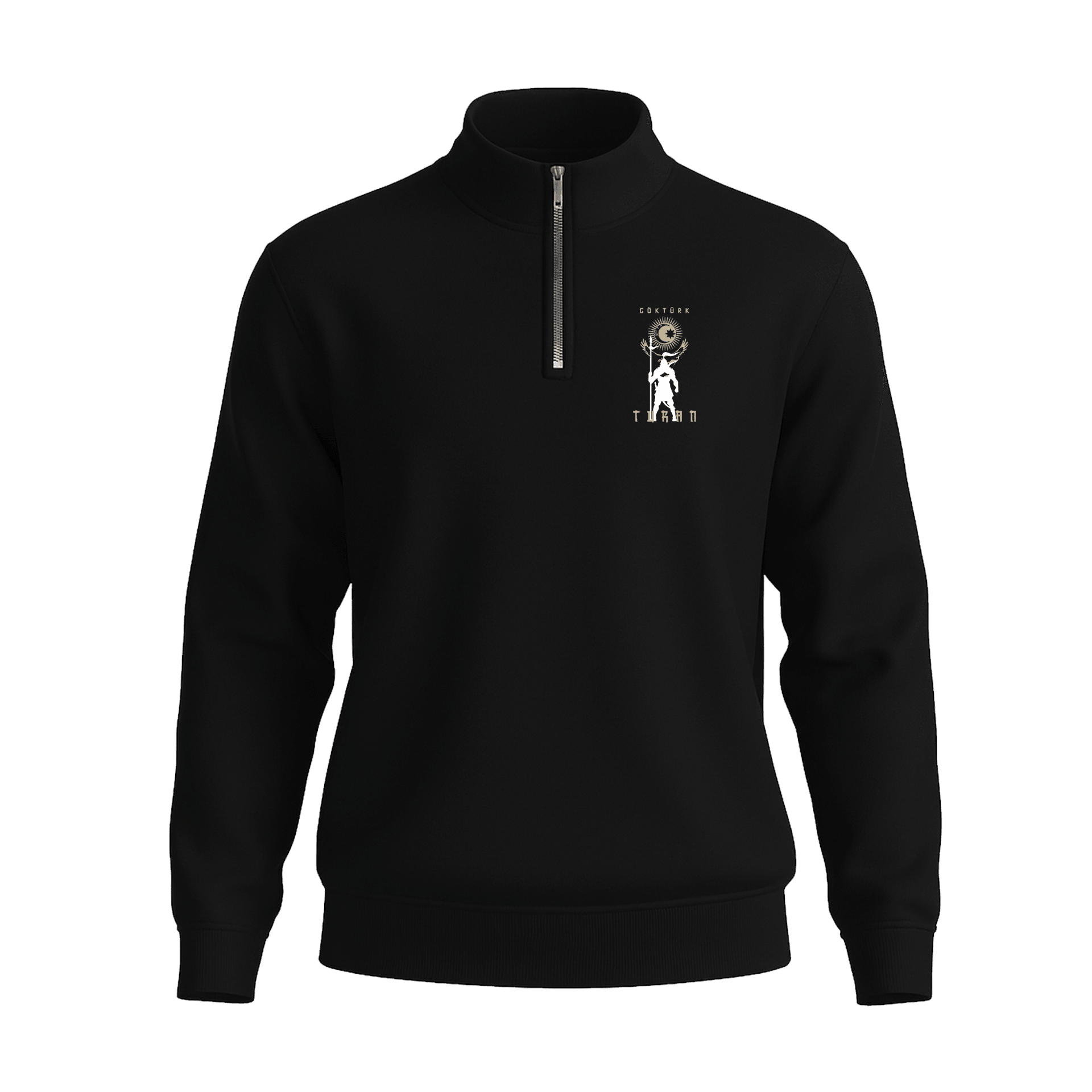 Göktürk  Ön Ve Arka  Baskılı (Unisex Yarım Fermuarlı Sweat)