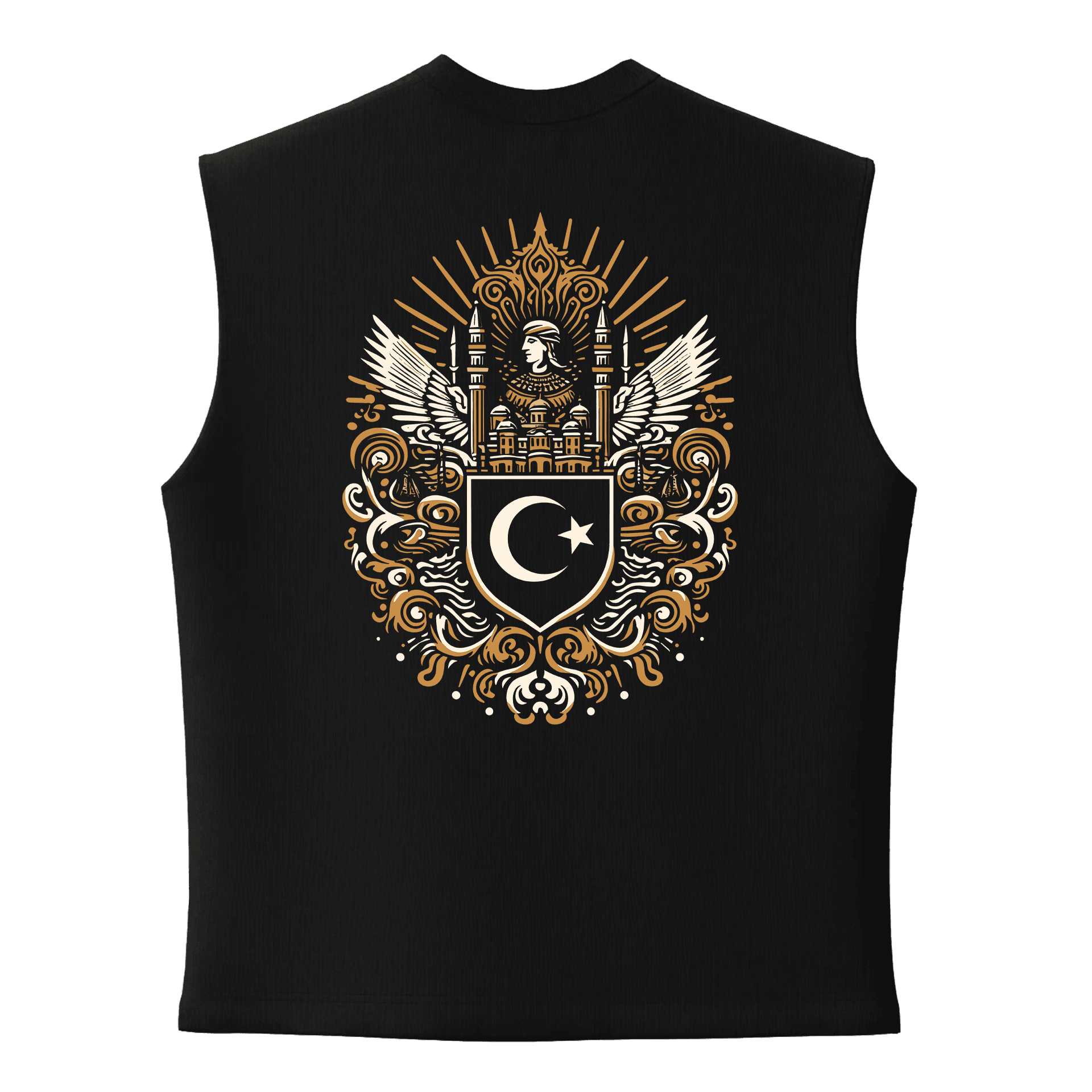 Türk Motif Ön  ve Arka Baskılı (Unisex Sleeveless Atlet )