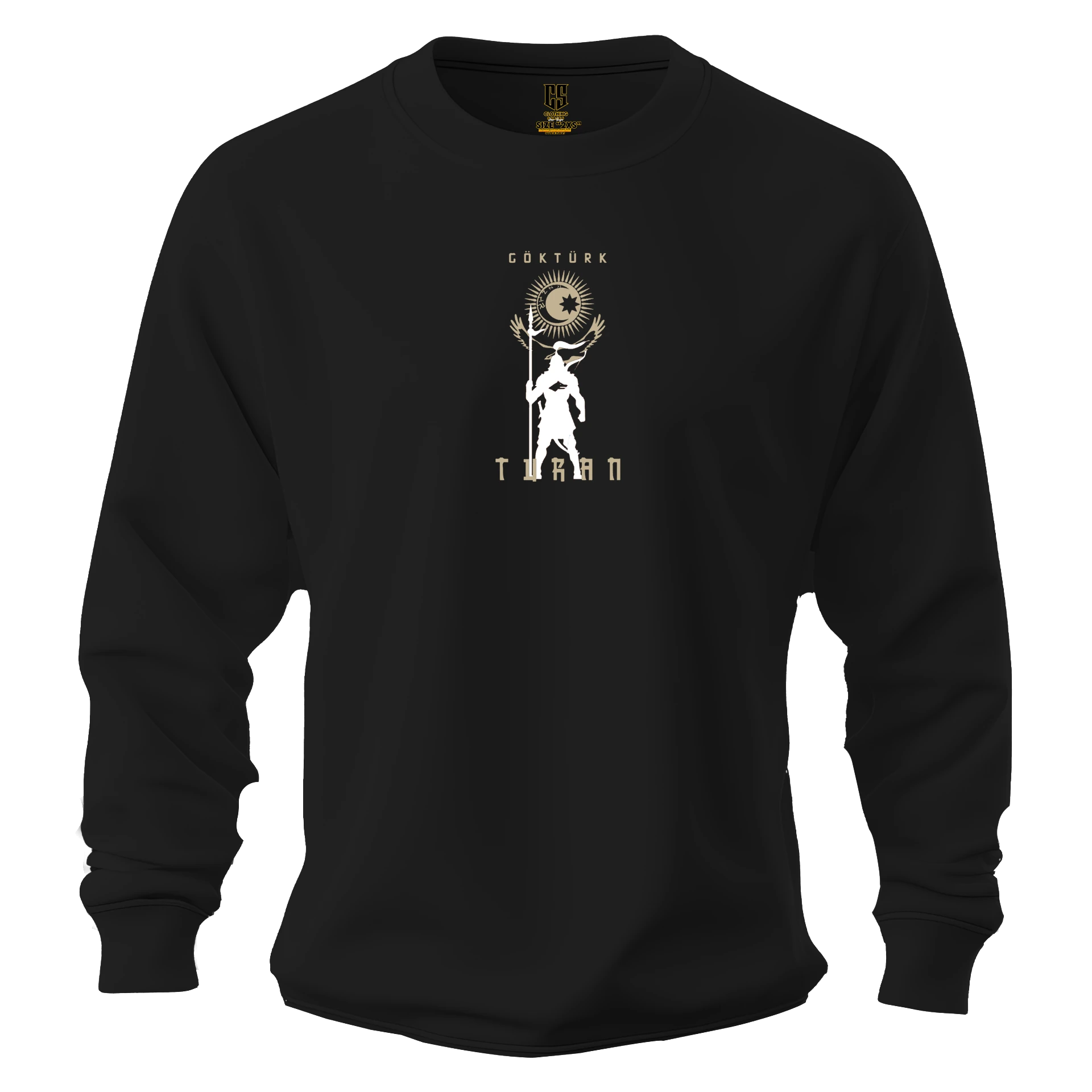 Göktürk 4XL   Siyah  Ön  ve Arka BASKILI Kapüşonsuz ( Outlet Tek Beden) 