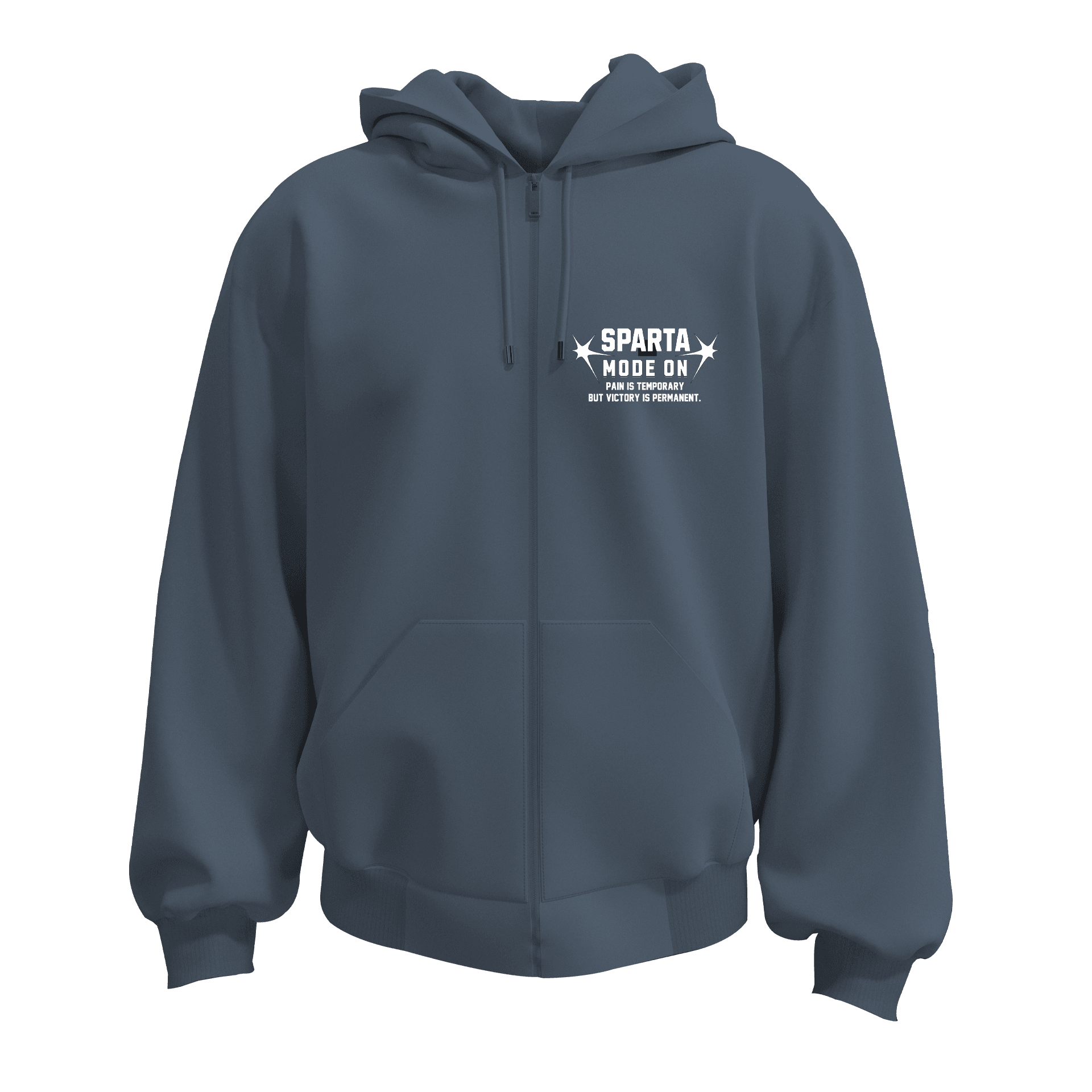 Sparta Mode On   Ön Ve Arka  Baskılı  Spor Series (Unisex Fermuarlı Hoodie )