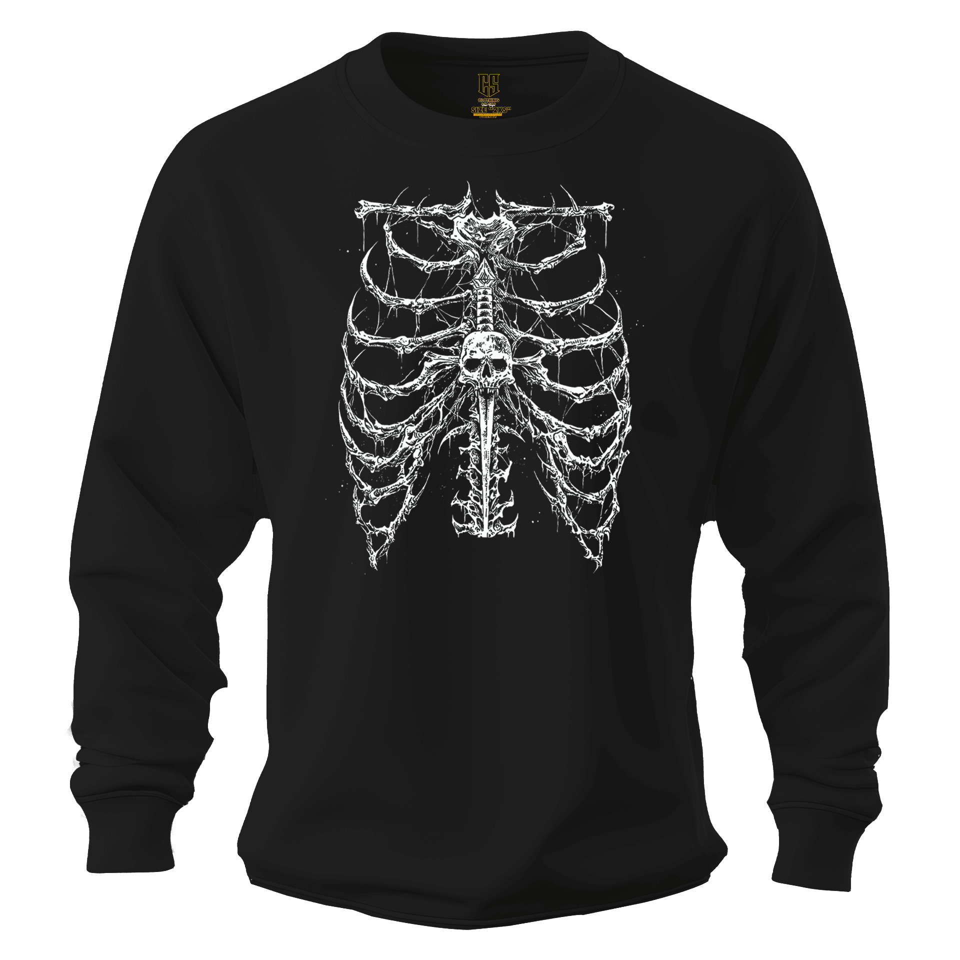 Gothic Skull Rib Cage Ön Baskılı  (Unisex Sweatshirt)
