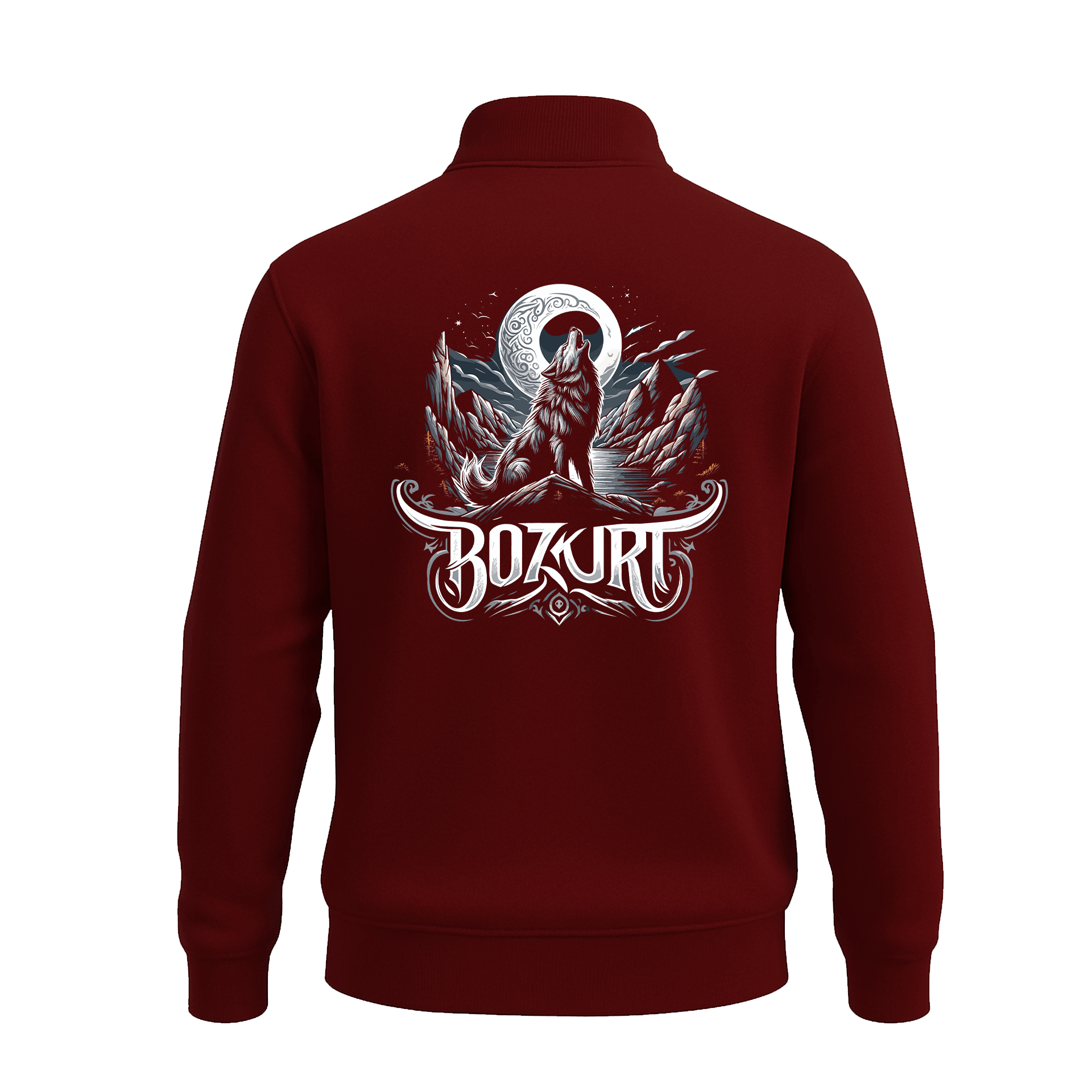Bozkurt  Ön Ve Arka  Baskılı (Unisex Yarım Fermuarlı Sweat)