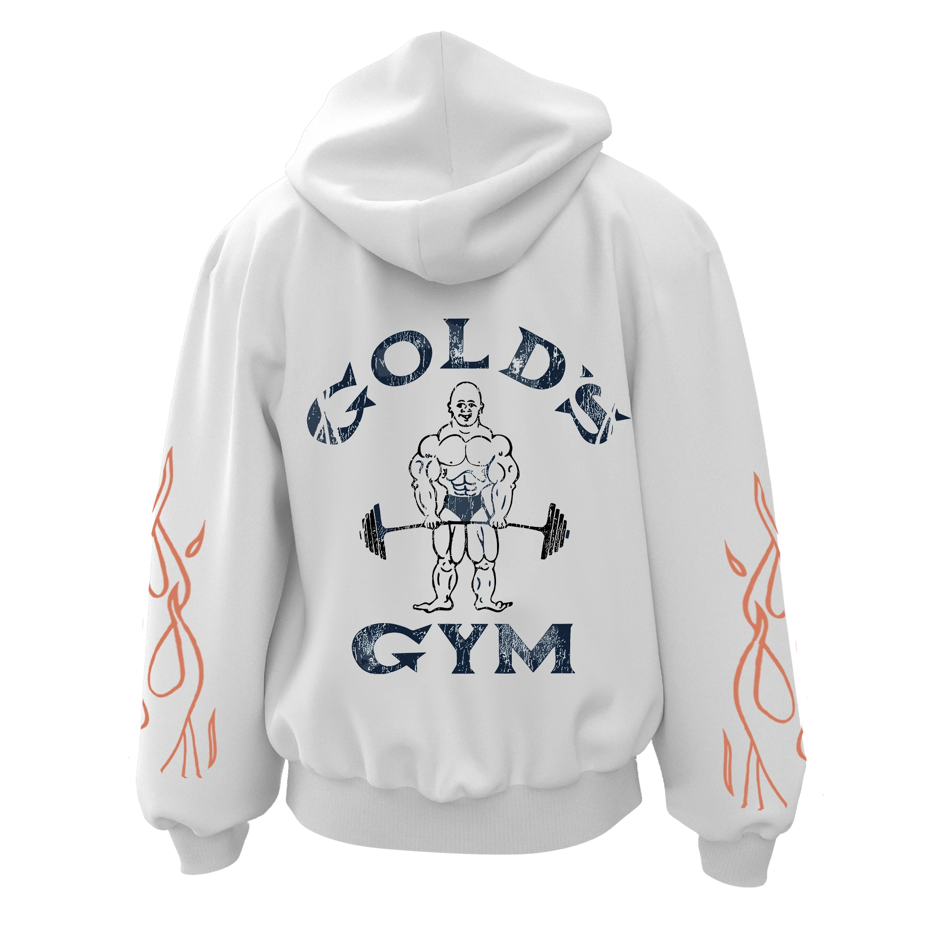 Gold Gym   S Beyaz  Ön ve  Arka BASKILI Fermuarlı Kapüşonlu ( Outlet Tek Beden) 