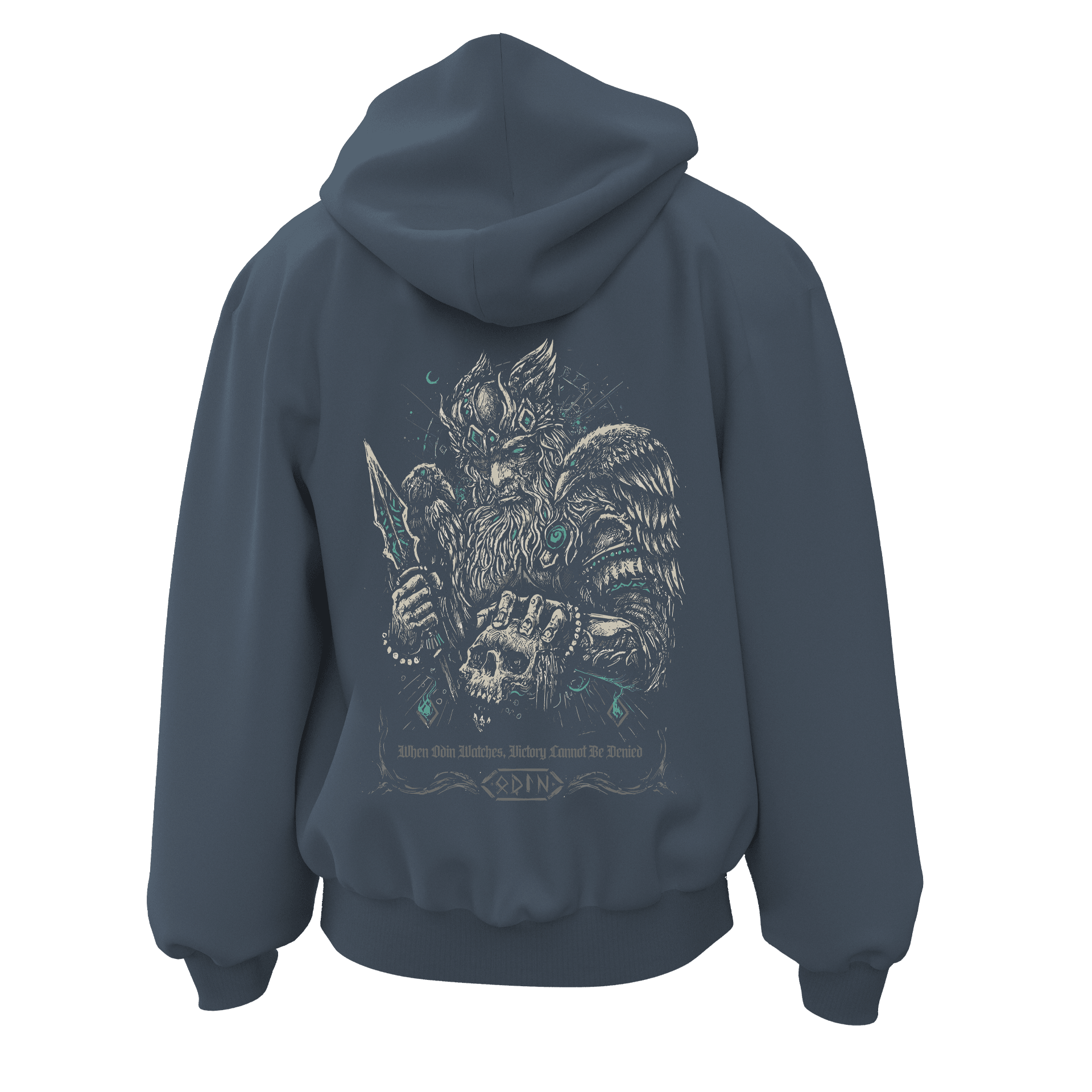  When Odin watches, victory cannot be denied Ön Ve Arka  Baskılı  Nordic Series (Unisex Fermuarlı Hoodie )