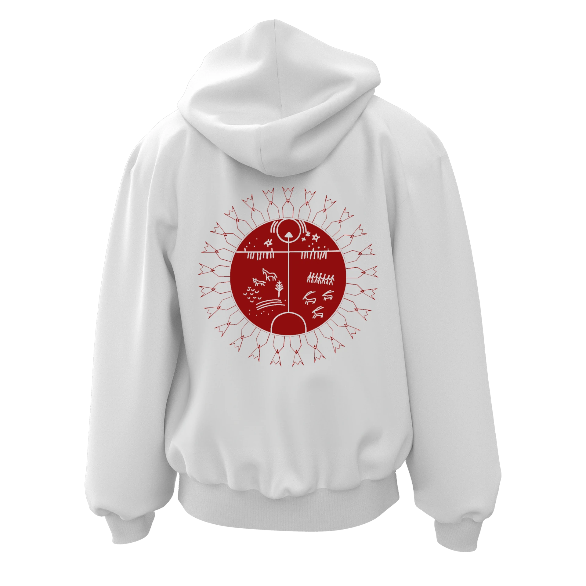 Türk Motif Ön Arka ve Kol Baskılı  Türk Serisi(Unisex Fermuarlı Hoodie )