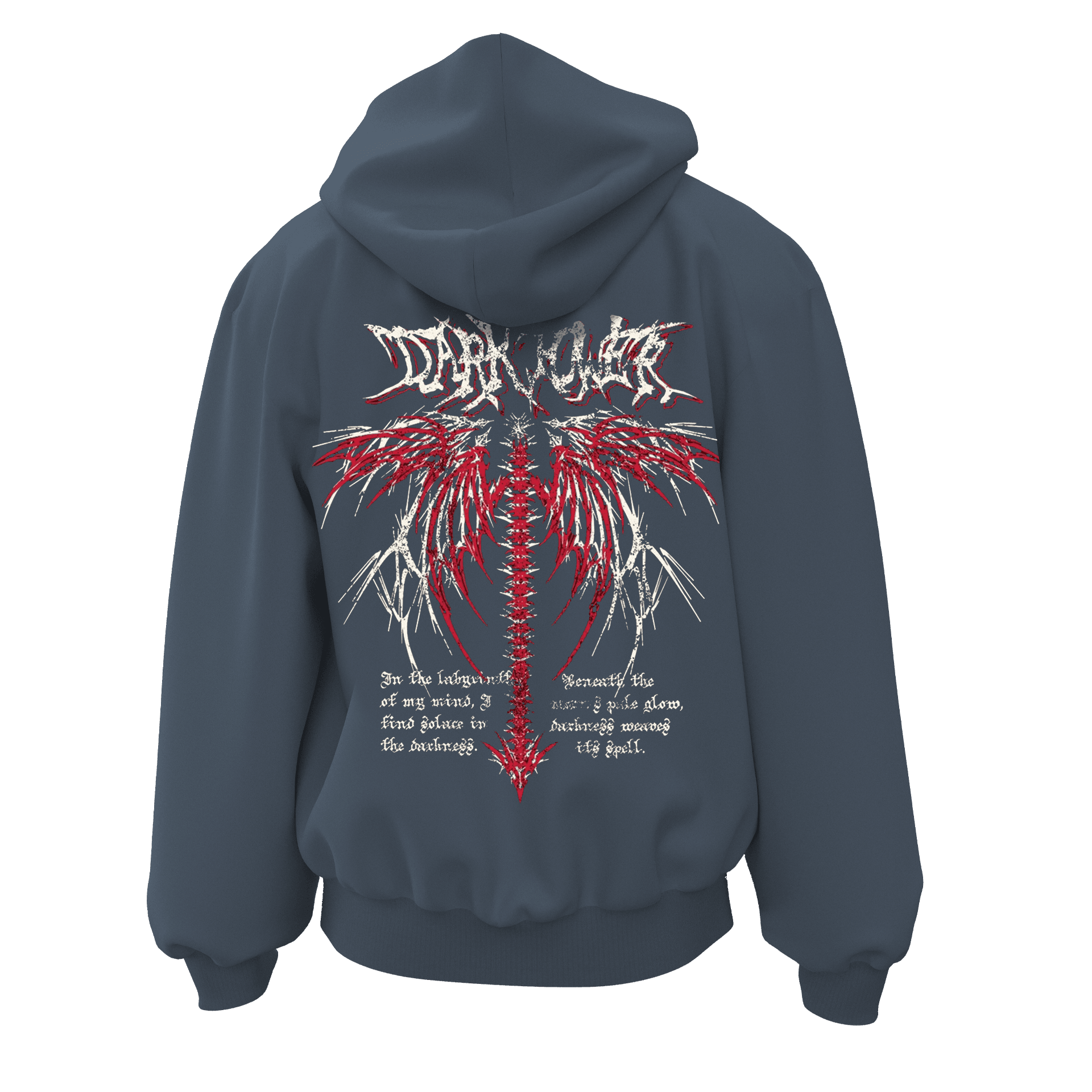 Dark Wind  Ön Ve Arka  Baskılı  Gothic Series (Unisex Fermuarlı Hoodie )