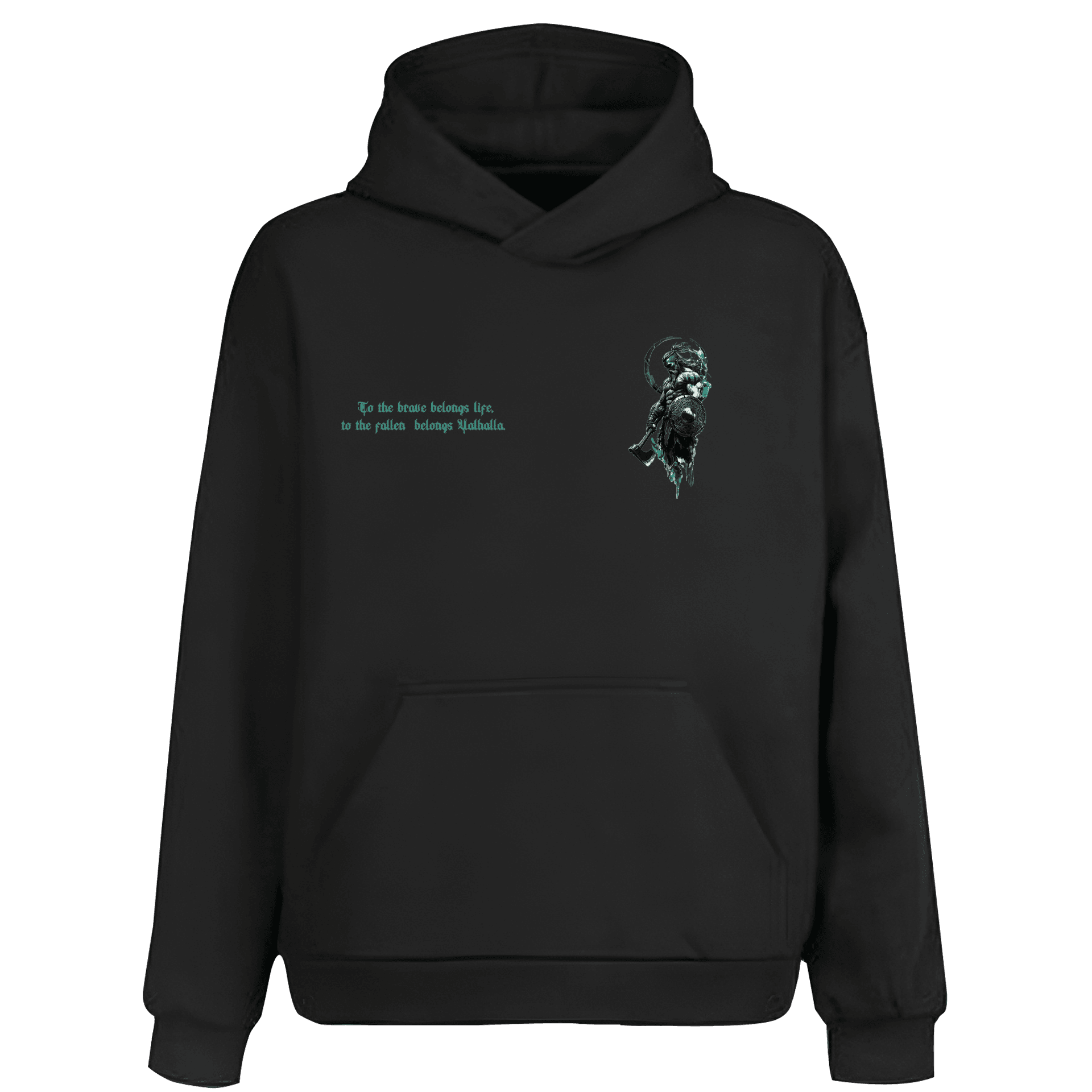  To the brave belongs life,  to the fallen  belongs Valhalla Ön Ve Arka Baskılı Nordic  (Unisex Hoodie)