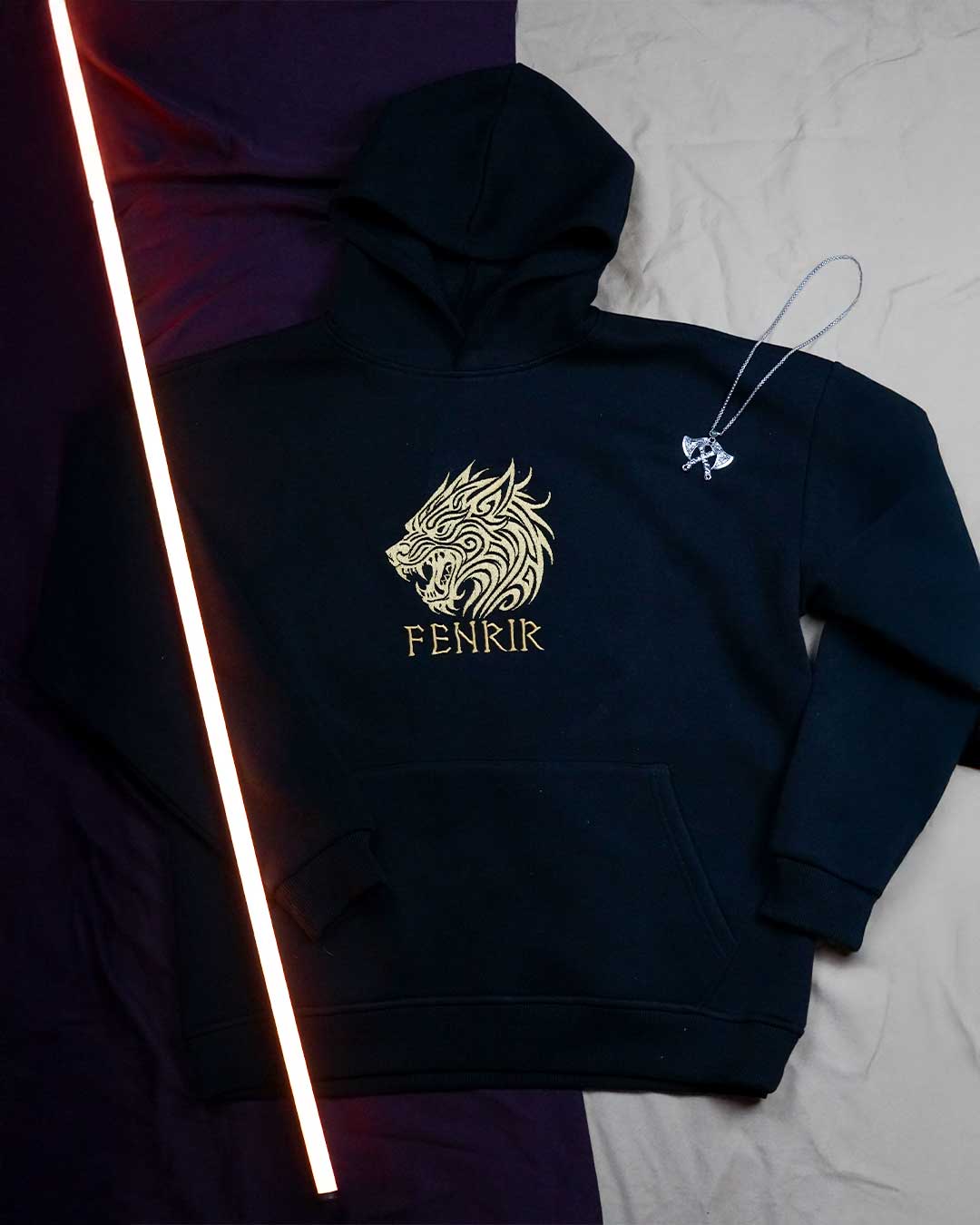 Fenrir III Ön  Nakışlı  Nordic  (Unisex Hoodie)