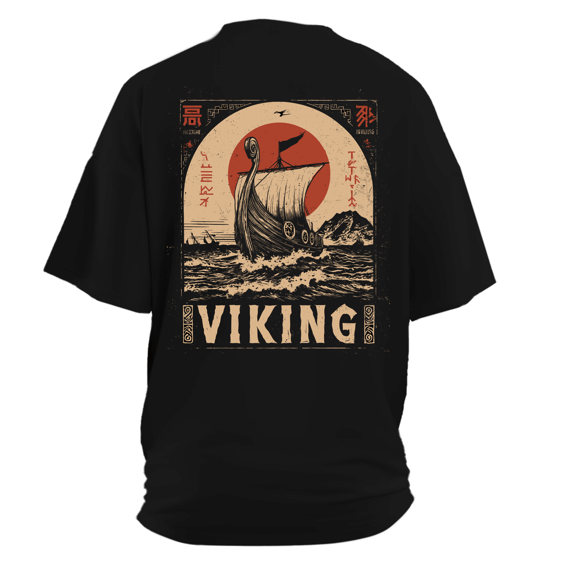 Viking Longship Ön Ve Arka Baskılı Nordic(Unisex Tişört)
