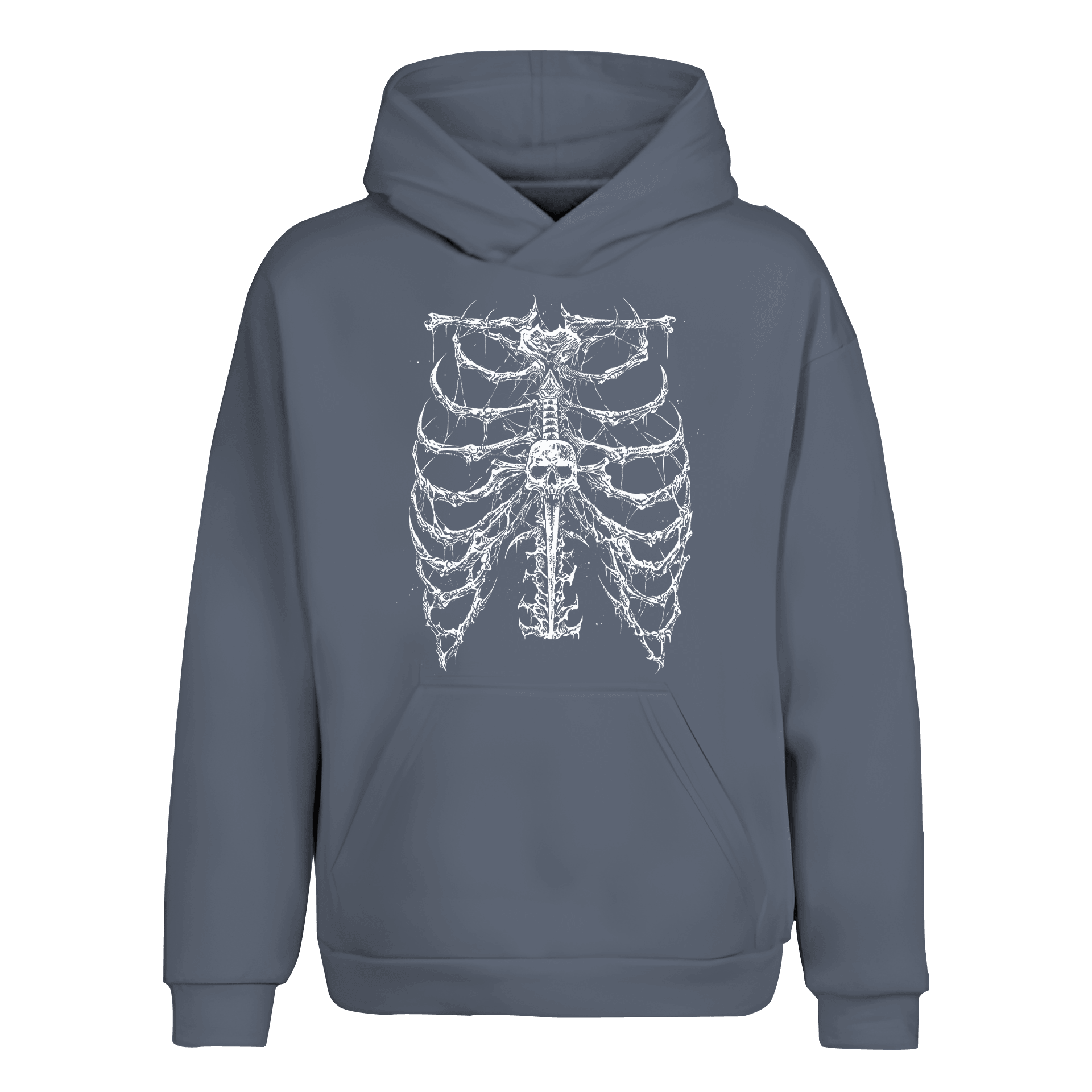 Gothic Skull Rib Cage Ön Baskılı (Unisex Hoodie)