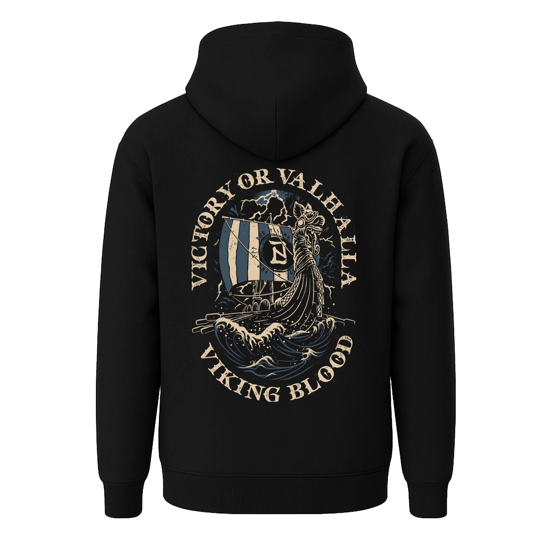   Viking Blood Victory Or Valhalla   Ön Ve Arka Baskılı  Nordic Series   (Unisex Hoodie )
