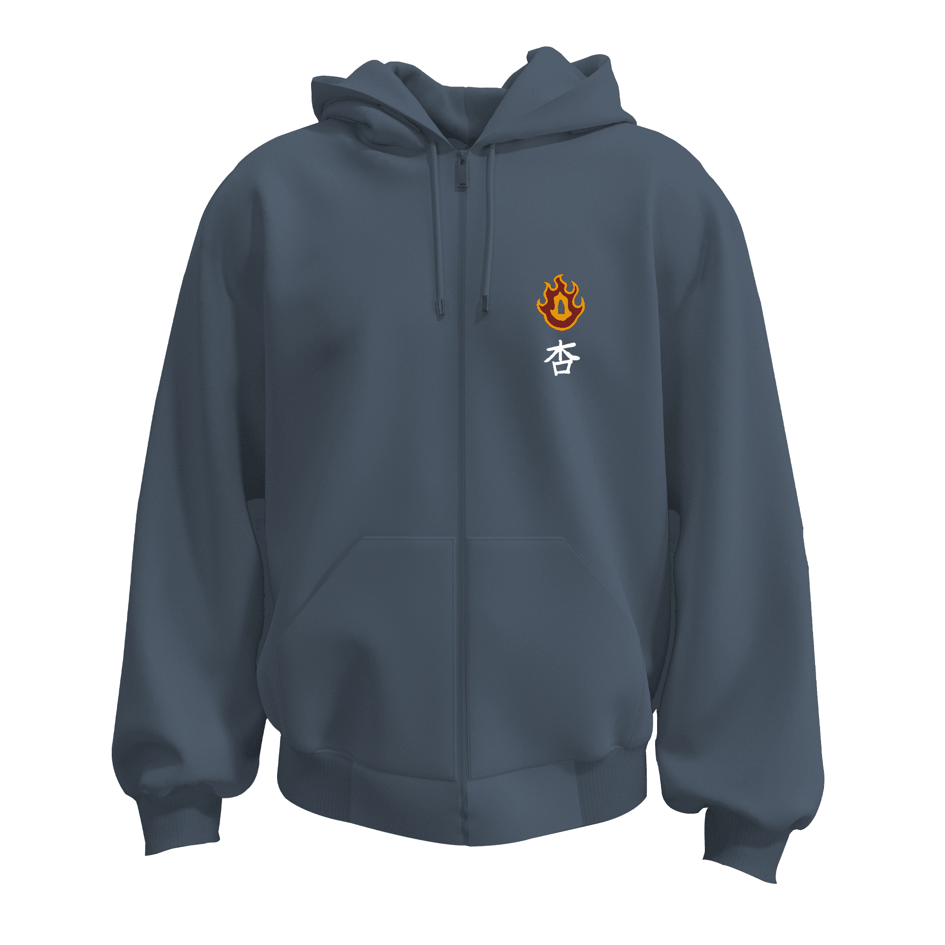 Rengoku Ön Nakışlı ve Arka BaskılıAnime Series   (Unisex Fermuarlı Hoodie )