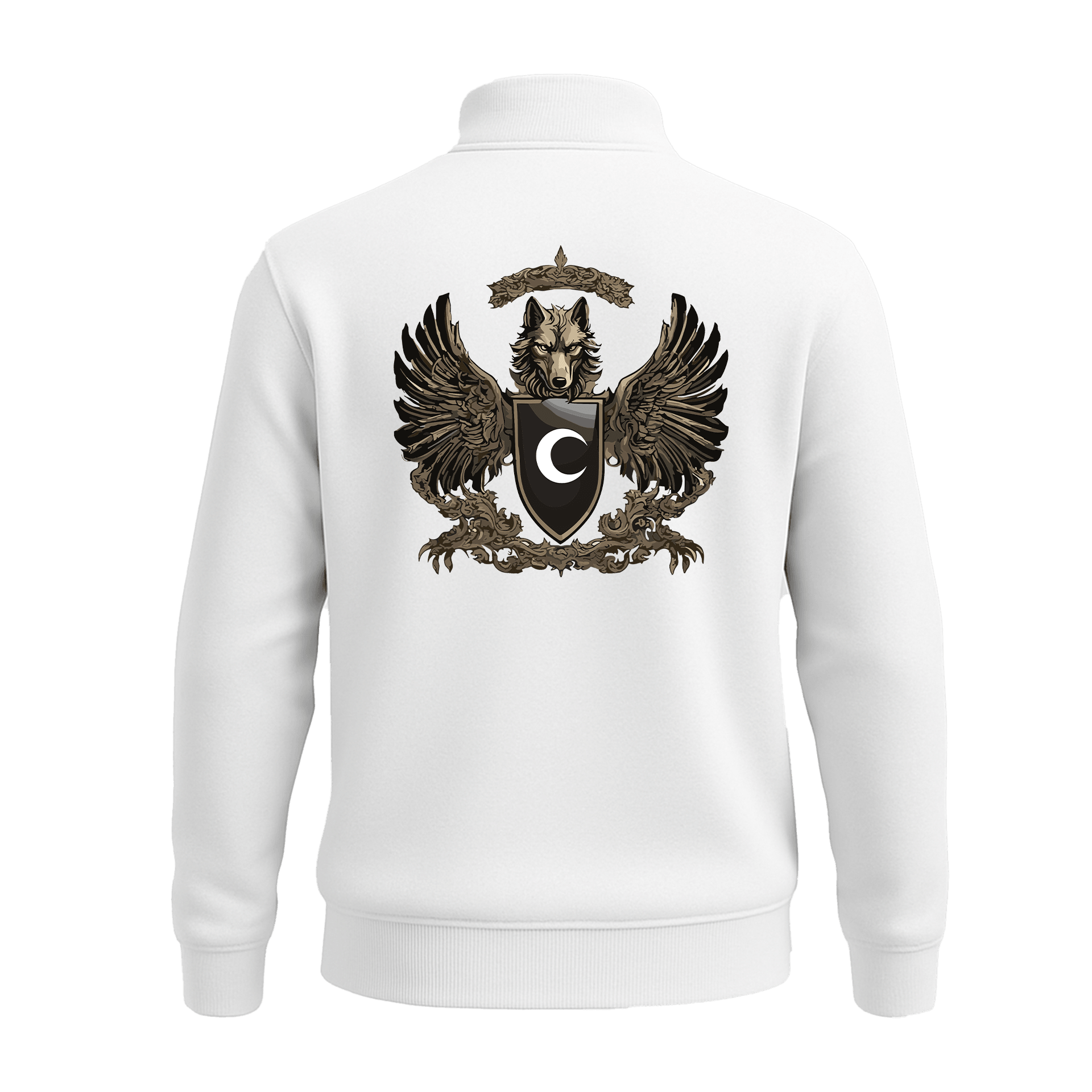 Kanatlı Kurt  Ön Ve Arka  Baskılı (Unisex Yarım Fermuarlı Sweat)