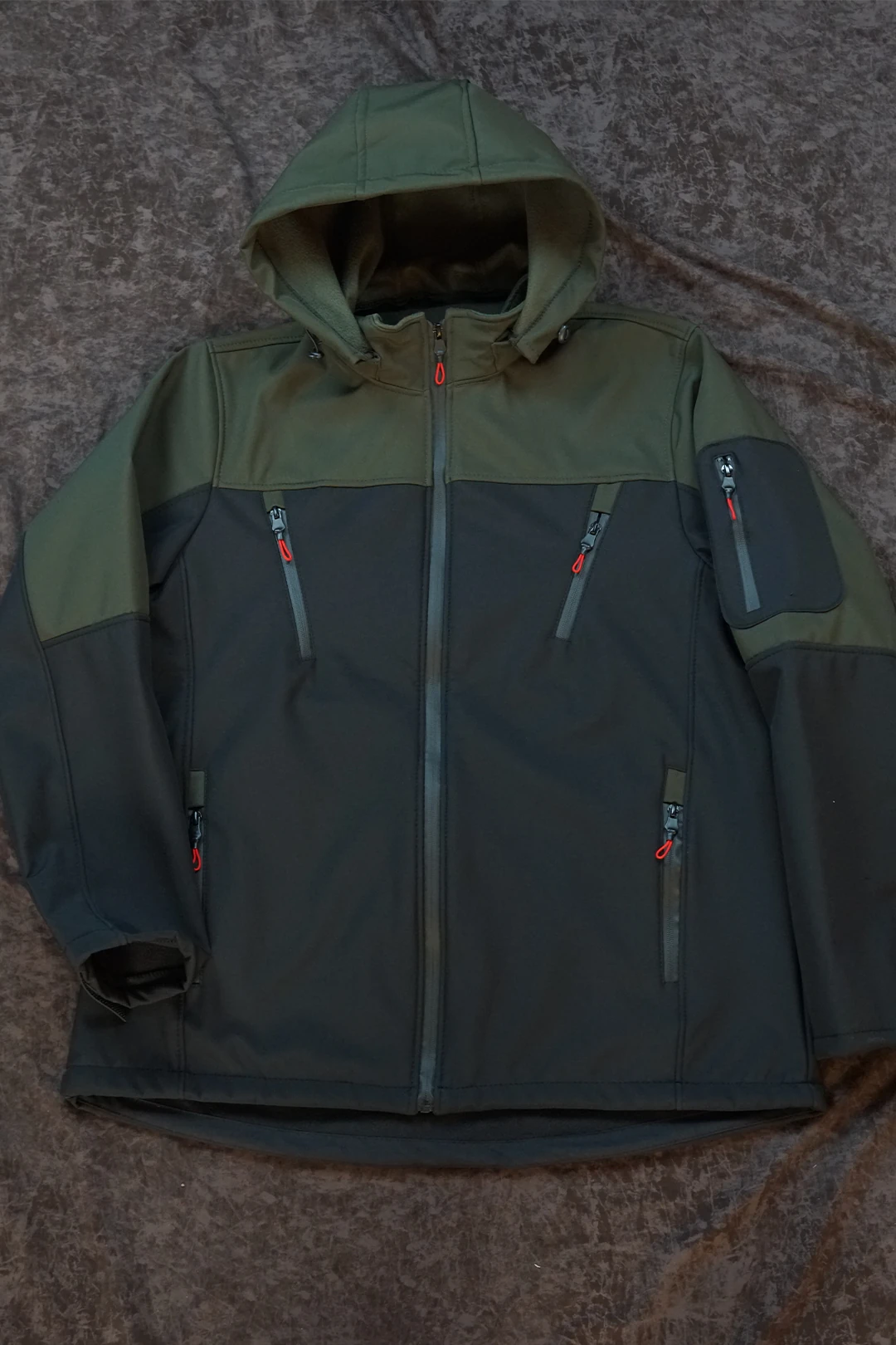 Soft Shell Haki Yeşil Siyah Segmented Model(Unisex Mont)