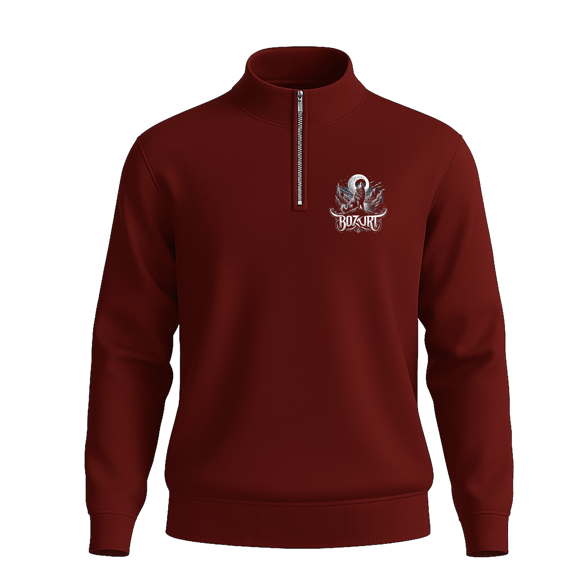 Bozkurt  Ön Ve Arka  Baskılı (Unisex Yarım Fermuarlı Sweat)