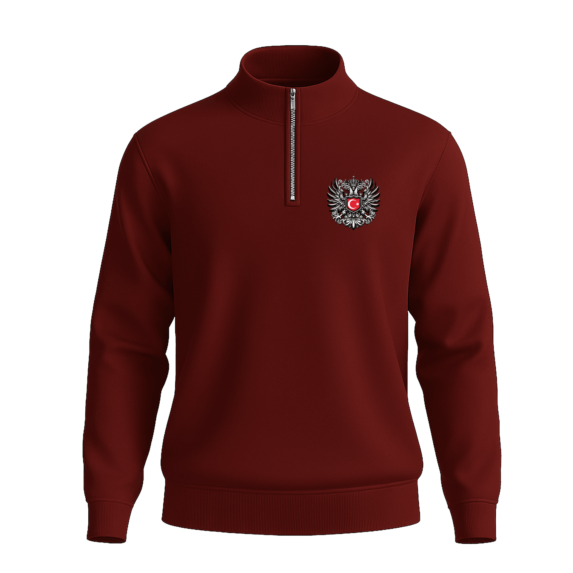 Asi Arma Ön Ve Arka  Baskılı (Unisex Yarım Fermuarlı Sweat)