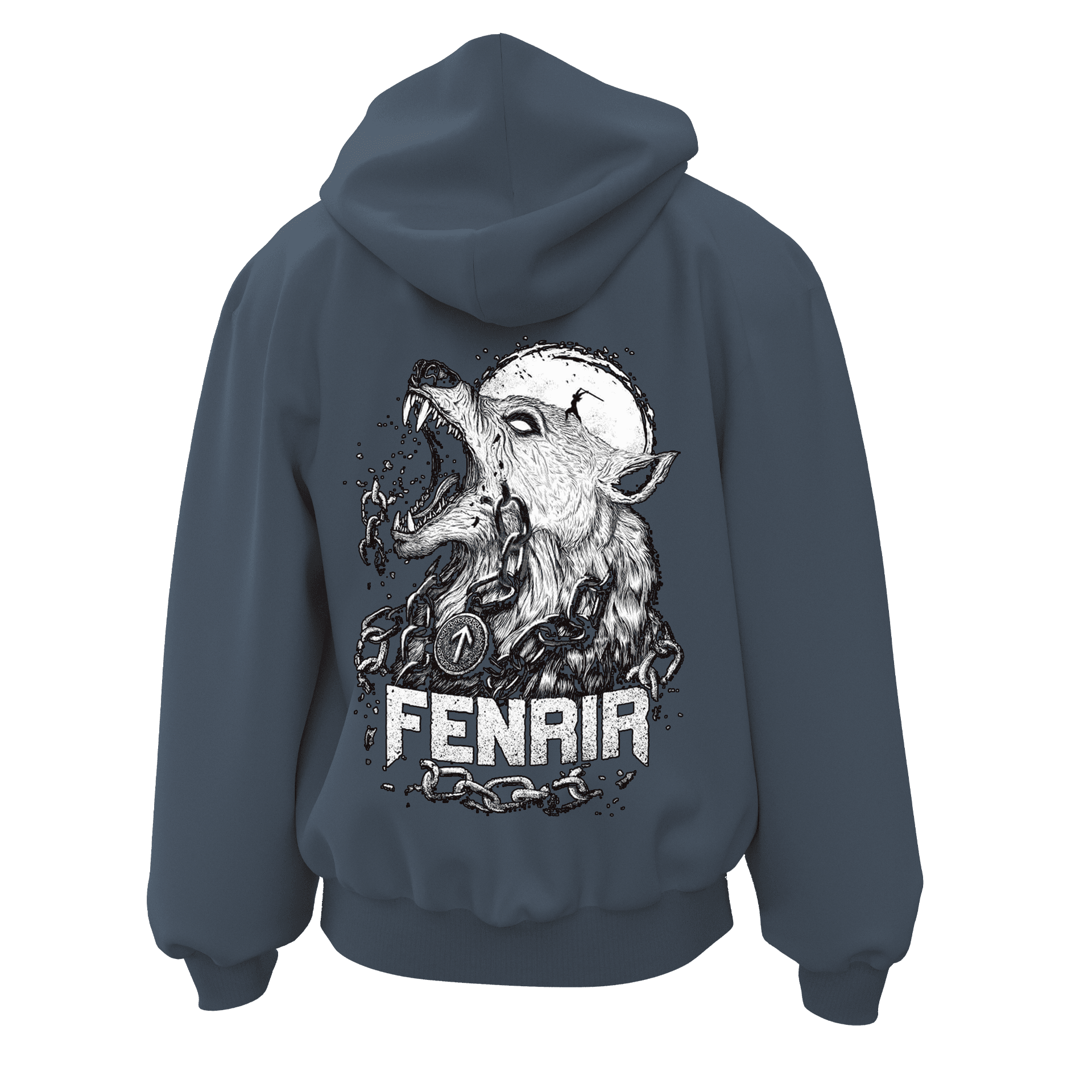 Fenrir  Ön Ve Arka  Baskılı  Nordic Series (Unisex Fermuarlı Hoodie )