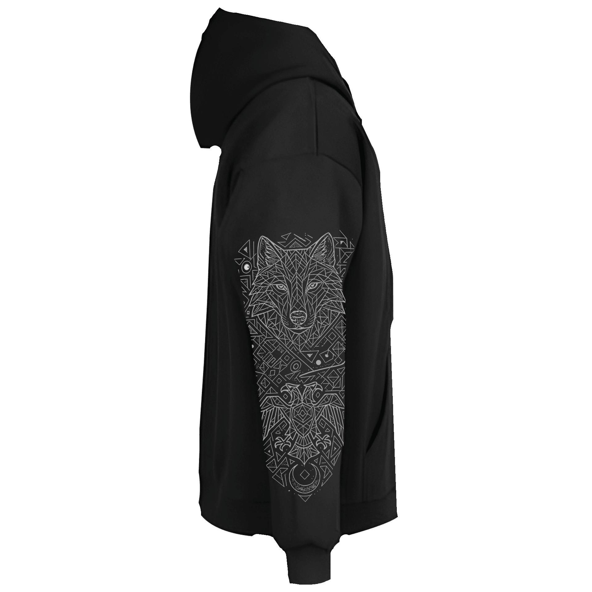 Türk Ön Nakışlı Kol Motifi   Baskılı (Unisex Kapüşonlu)
