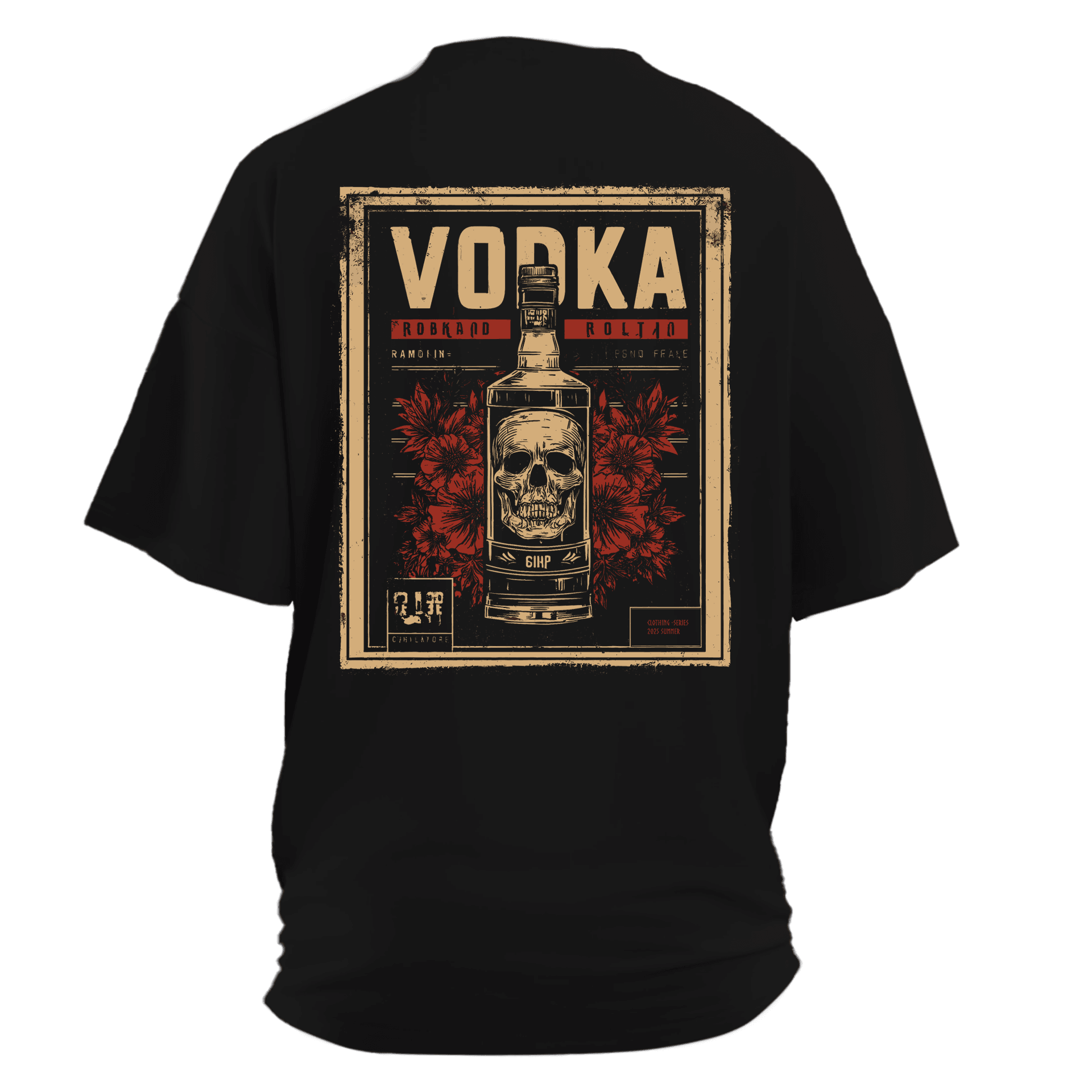 Vodka Skull Alcohol Series  Ön Ve Arka Baskılı (Unisex Tişört)