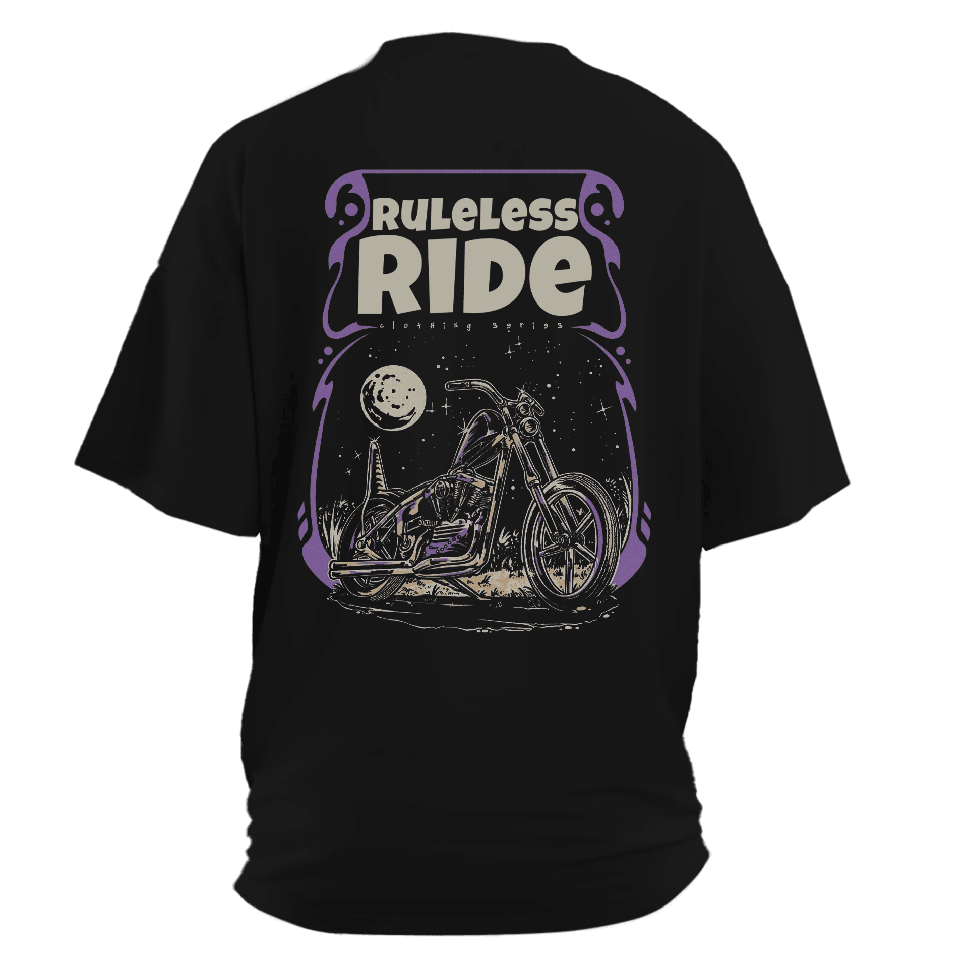 Ruleless Ride.  Ön Baskılı ve Arka Moto  Series(Unisex Tişört )