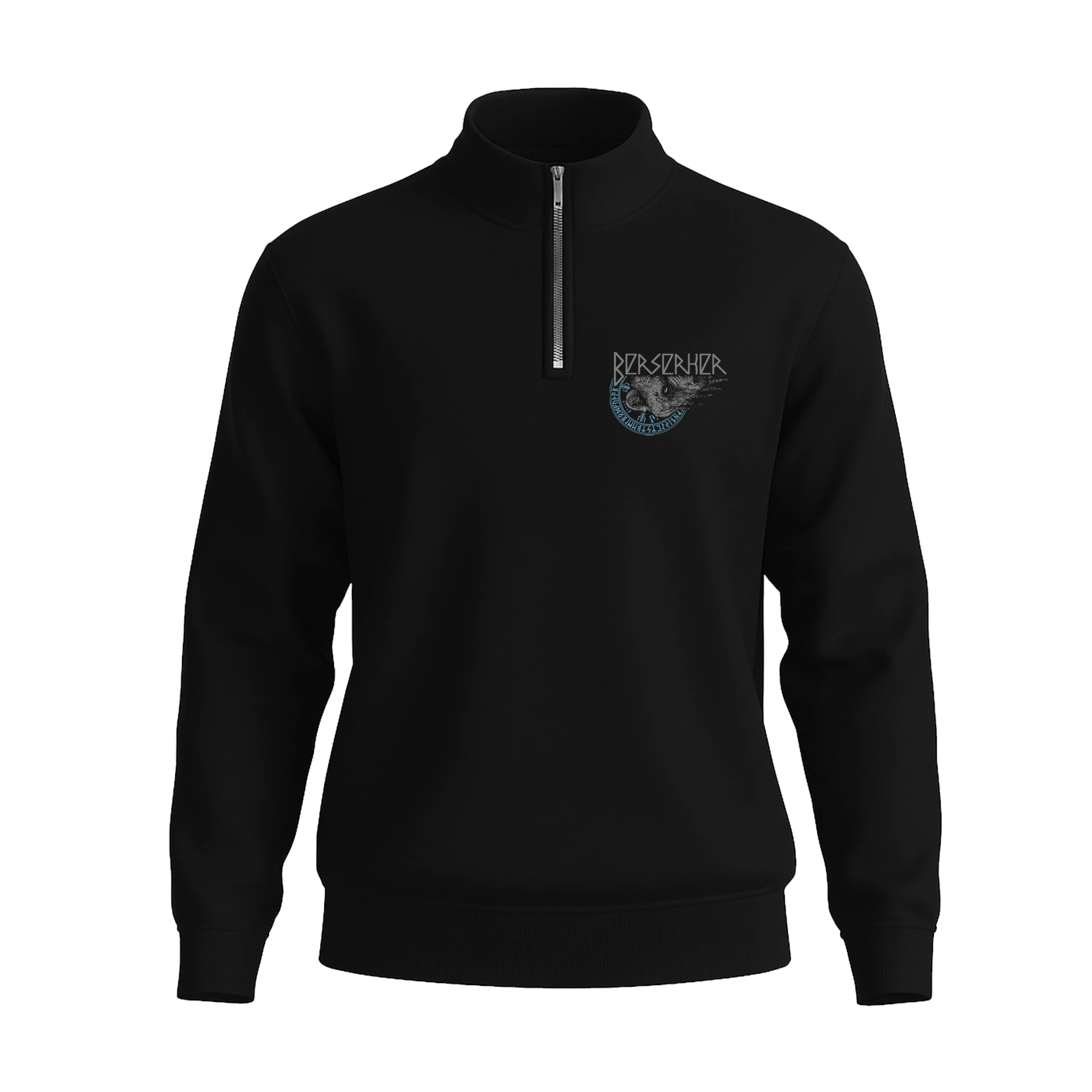 Berserker Bear Ön Ve Arka Baskılı Nordic Series    (Unisex Yarım Fermuarlı Sweat)