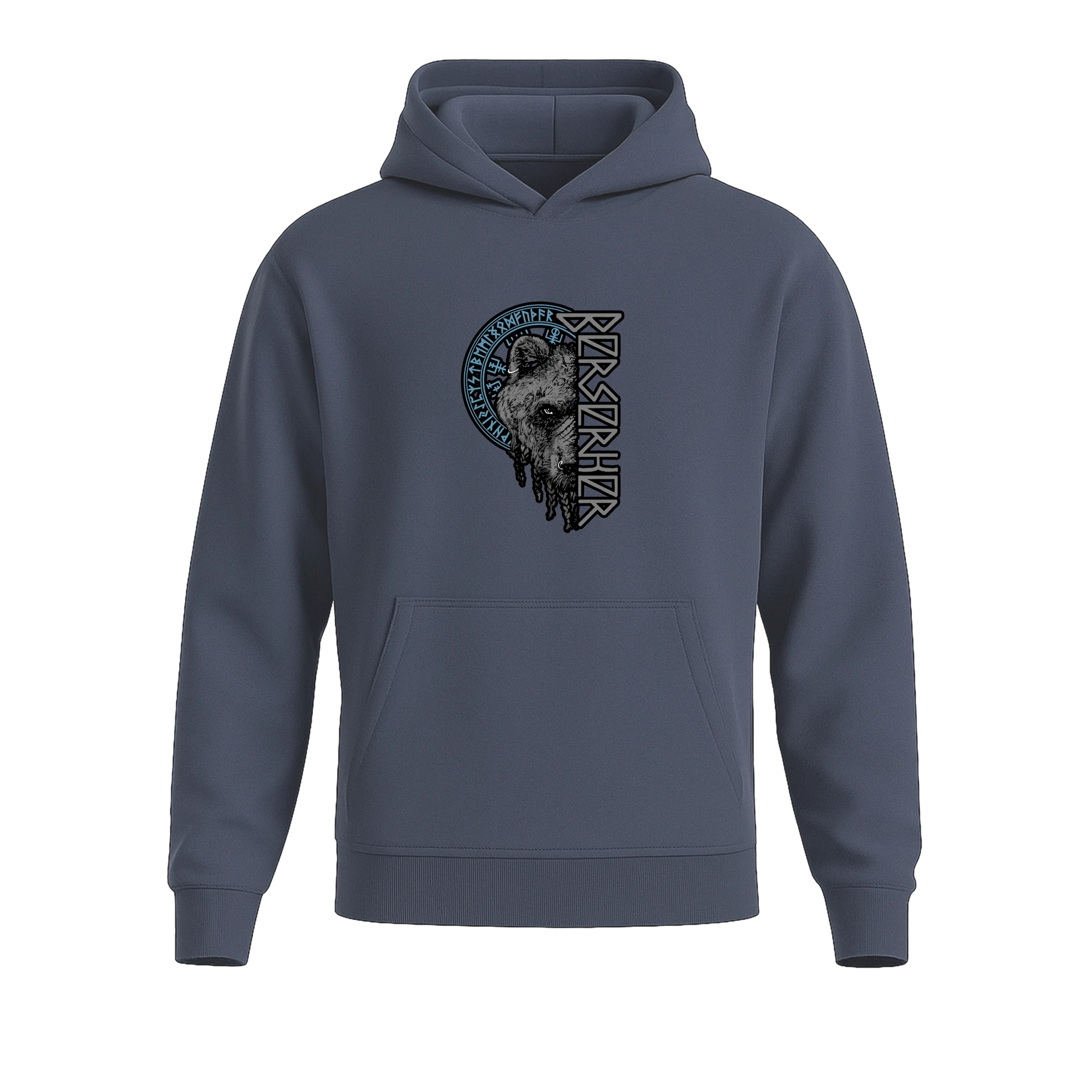  Berserker Bear Ön Ve Arka Baskılı Nordic Series  (Unisex Hoodie )