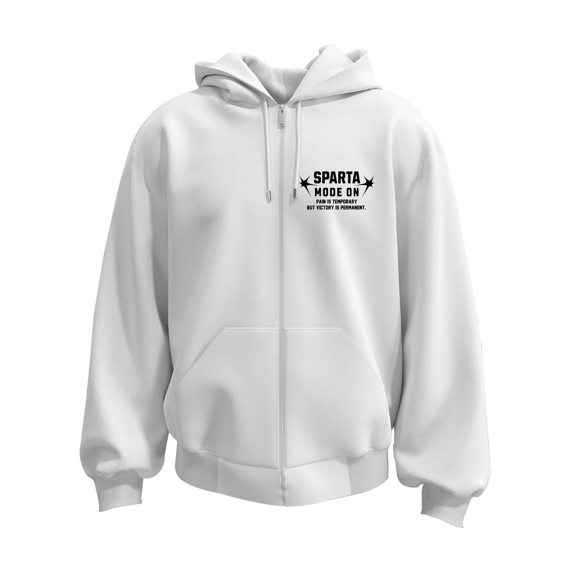 Sparta Mode On   Ön Ve Arka  Baskılı  Spor Series (Unisex Fermuarlı Hoodie )