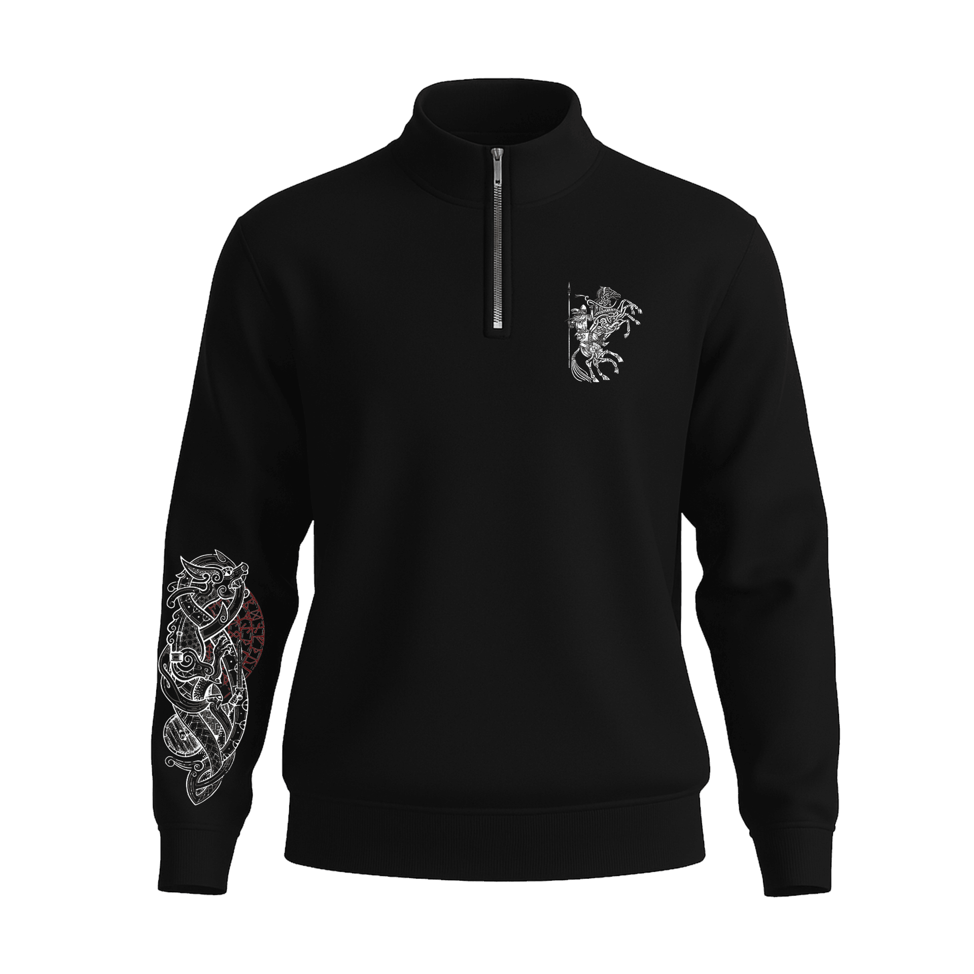 Odin Pattern   Ön Ve Kol  Baskılı (Unisex Yarım Fermuarlı Sweat)