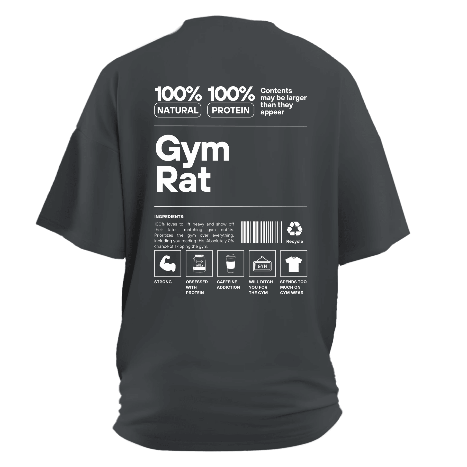 Gym Rat Ön ve Arka Baskılı  (Unisex Tişört )