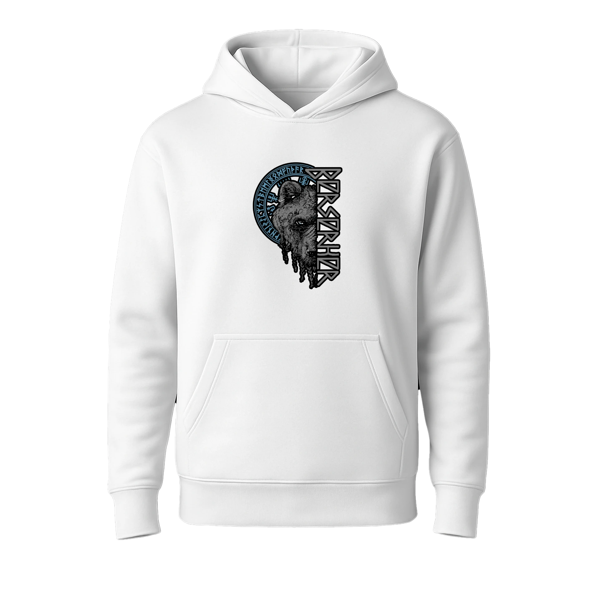  Berserker Bear Ön Ve Arka Baskılı Nordic Series  (Unisex Hoodie )