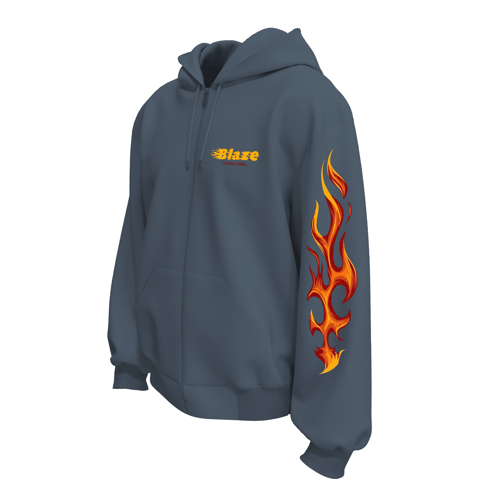 Blaze Ön Ve Kol Baskılı (Unisex Fermuarlı Hoodie )