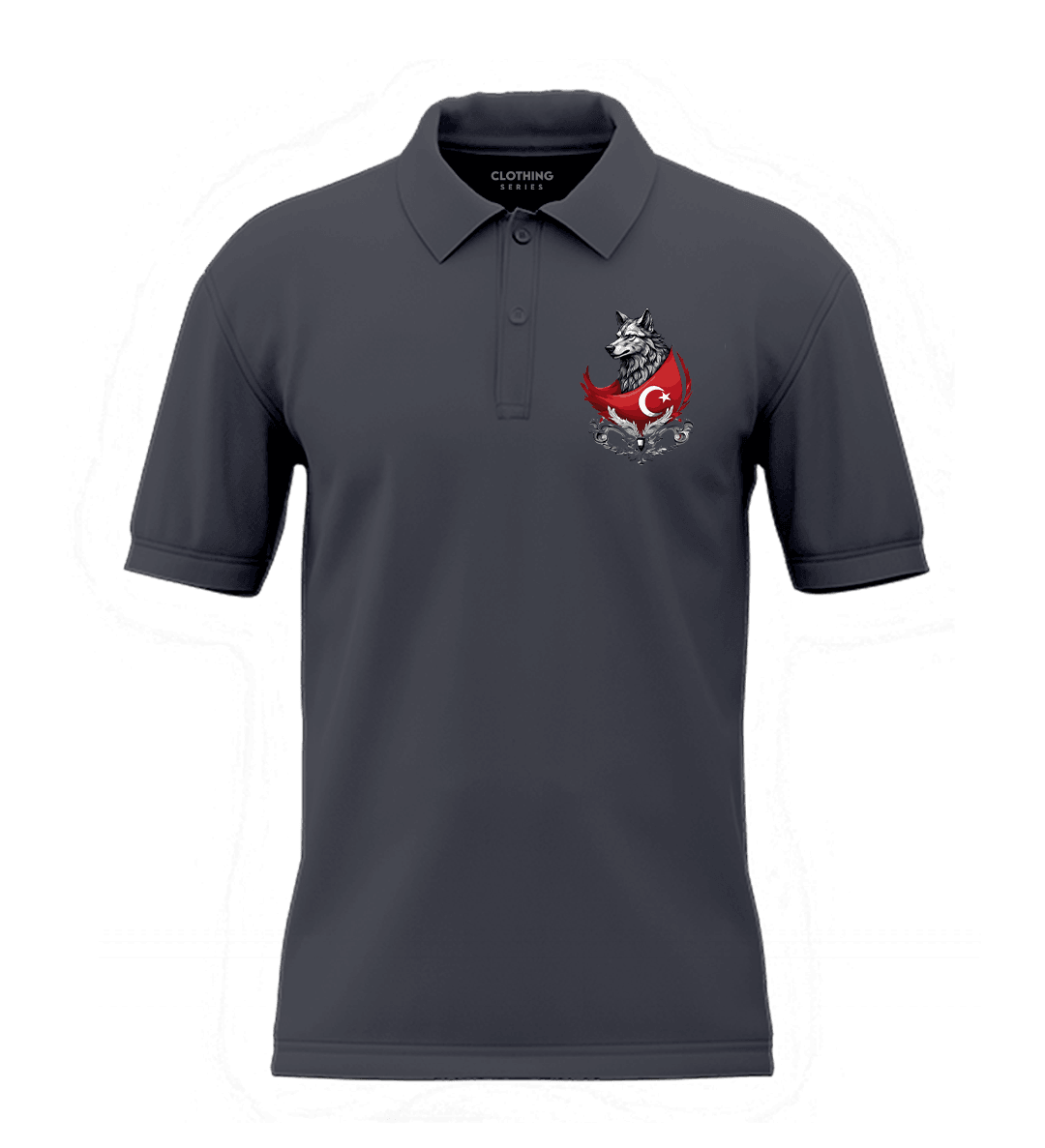 Kurt Bayrak  Ön  Baskılı Türk Serisi (Unisex Polo Yaka)
