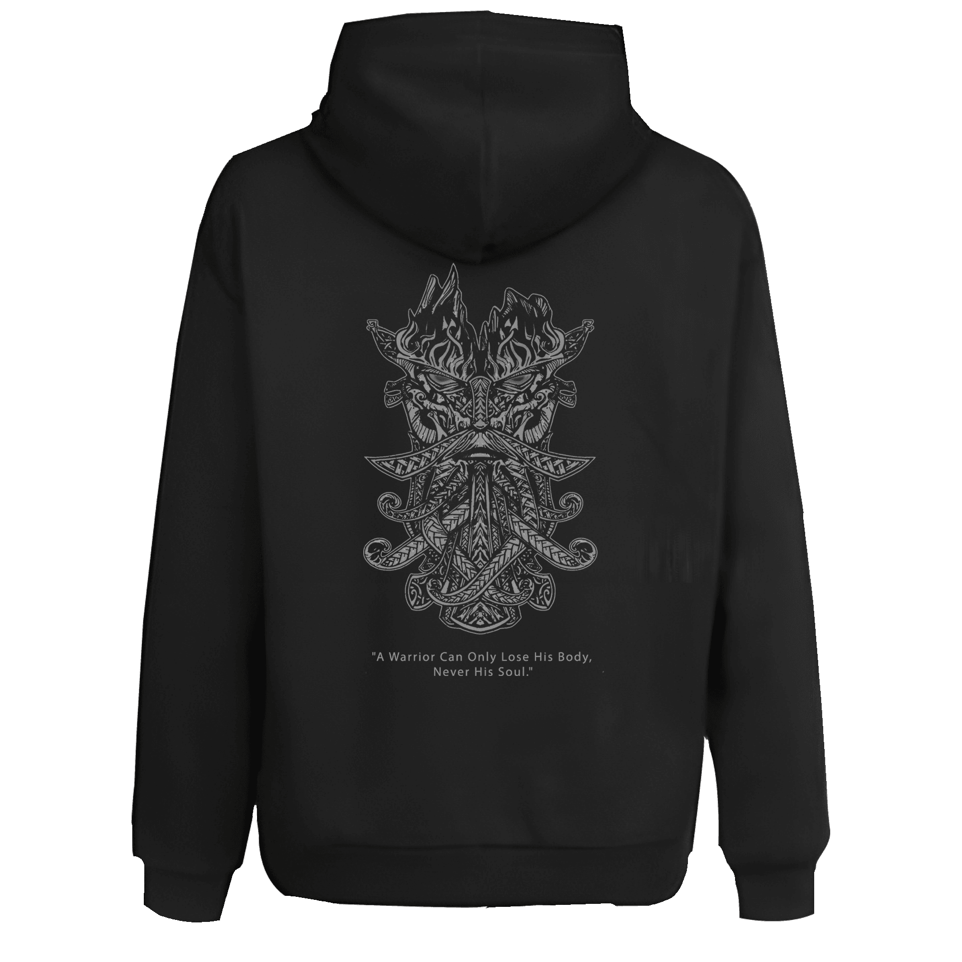 A Warrior Can Only Lose His Body,  Never His Soul Ön ve  Arka  Baskılı  Nordic Series (Unisex Fermuarlı Hoodie )
