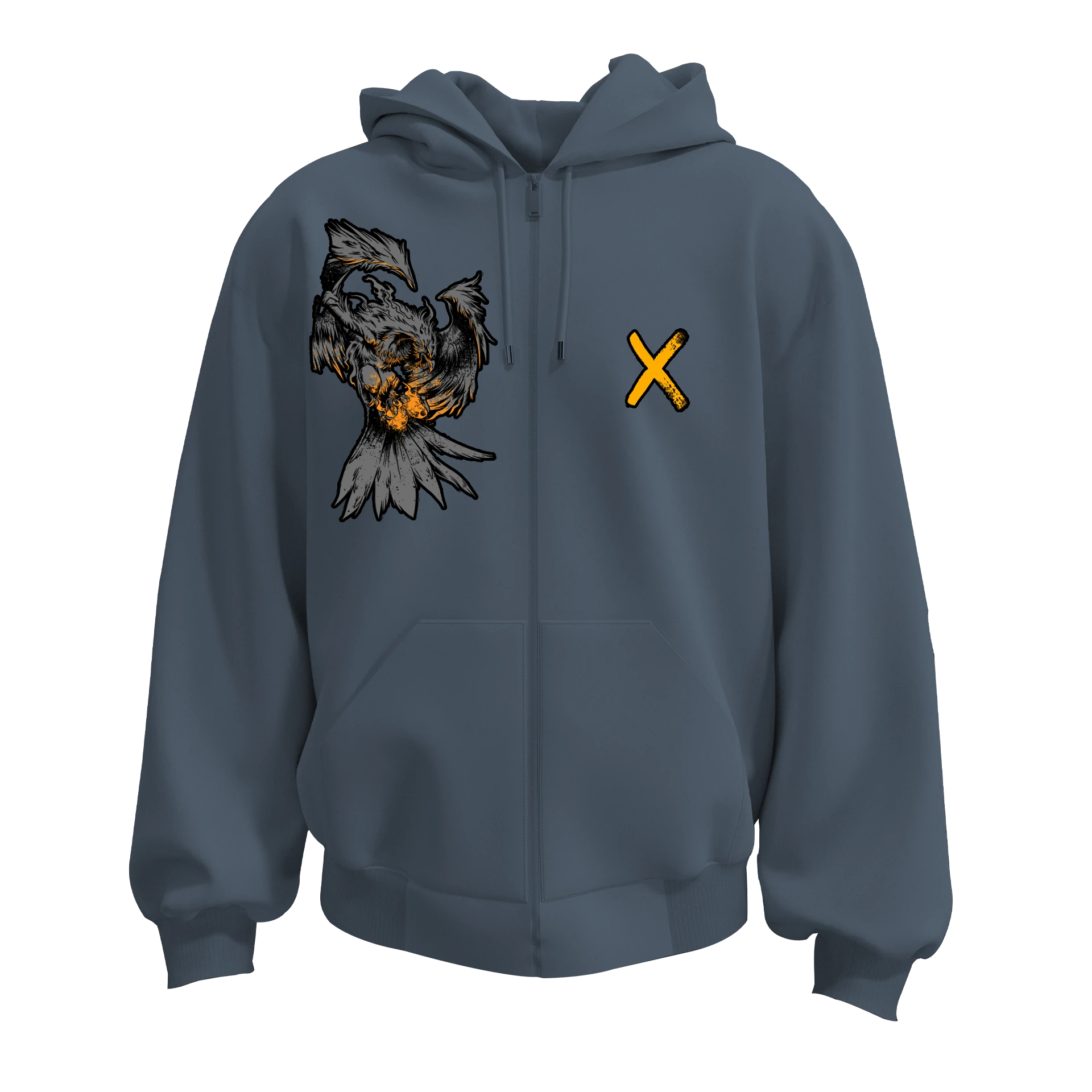 Goth Eagle Ön Baskılı  (Unisex Fermuarlı Hoodie )
