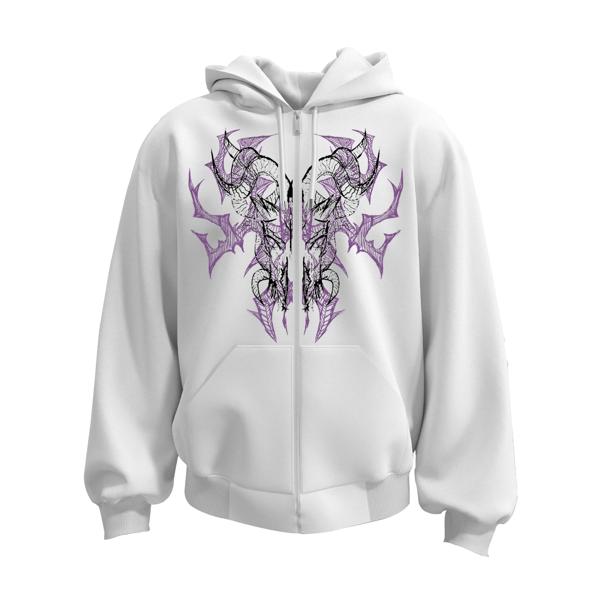 Devil Sketch Ön Ve Arka Baskılı  (Unisex Fermuarlı Hoodie )