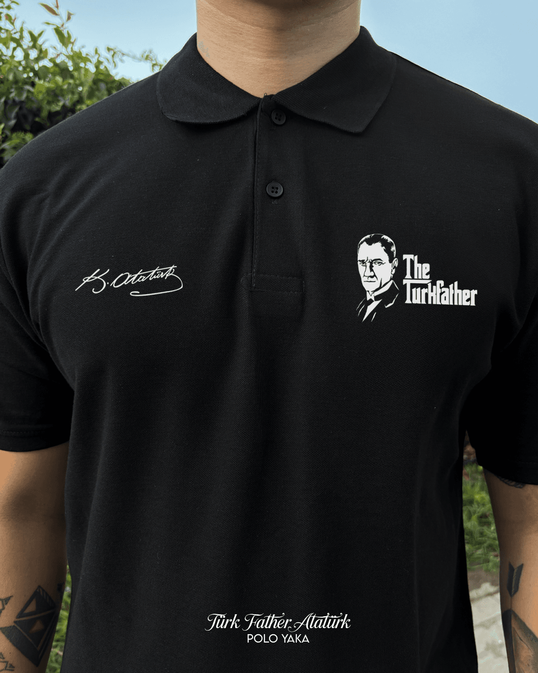 Türk Father Atatürk  Ön  Baskılı (Unisex Polo Yaka)