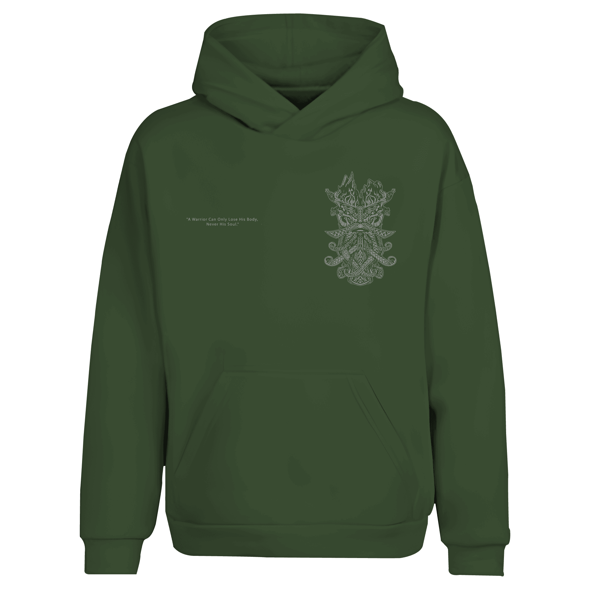A Warrior Can Only Lose His Body,  Never His Soul Ön ve  Arka  Baskılı  Nordic Series (Unisex Fermuarlı Hoodie )