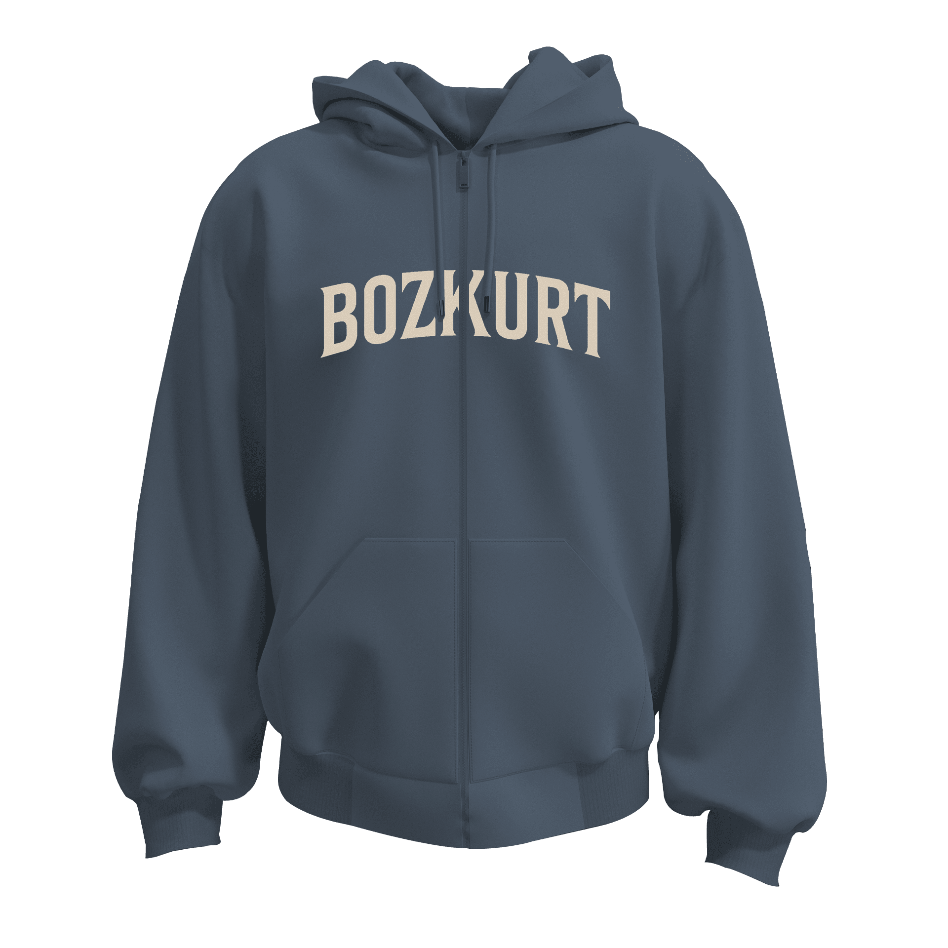 Kanlı Bozkurt  Ön ve Arka Baskı Baskılı   (Unisex Fermuarlı Hoodie )