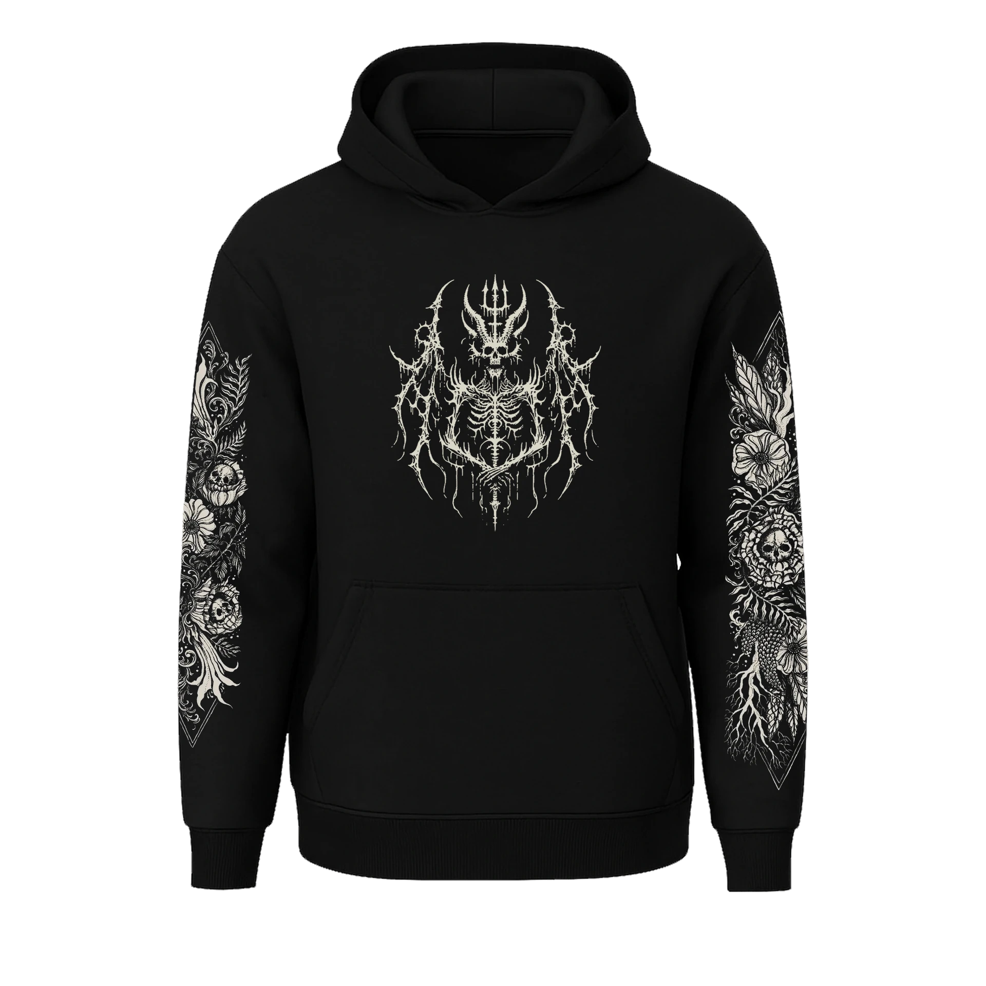 Devil Pattern Ön ve Kol Baskılı  (Unisex Hoodie )