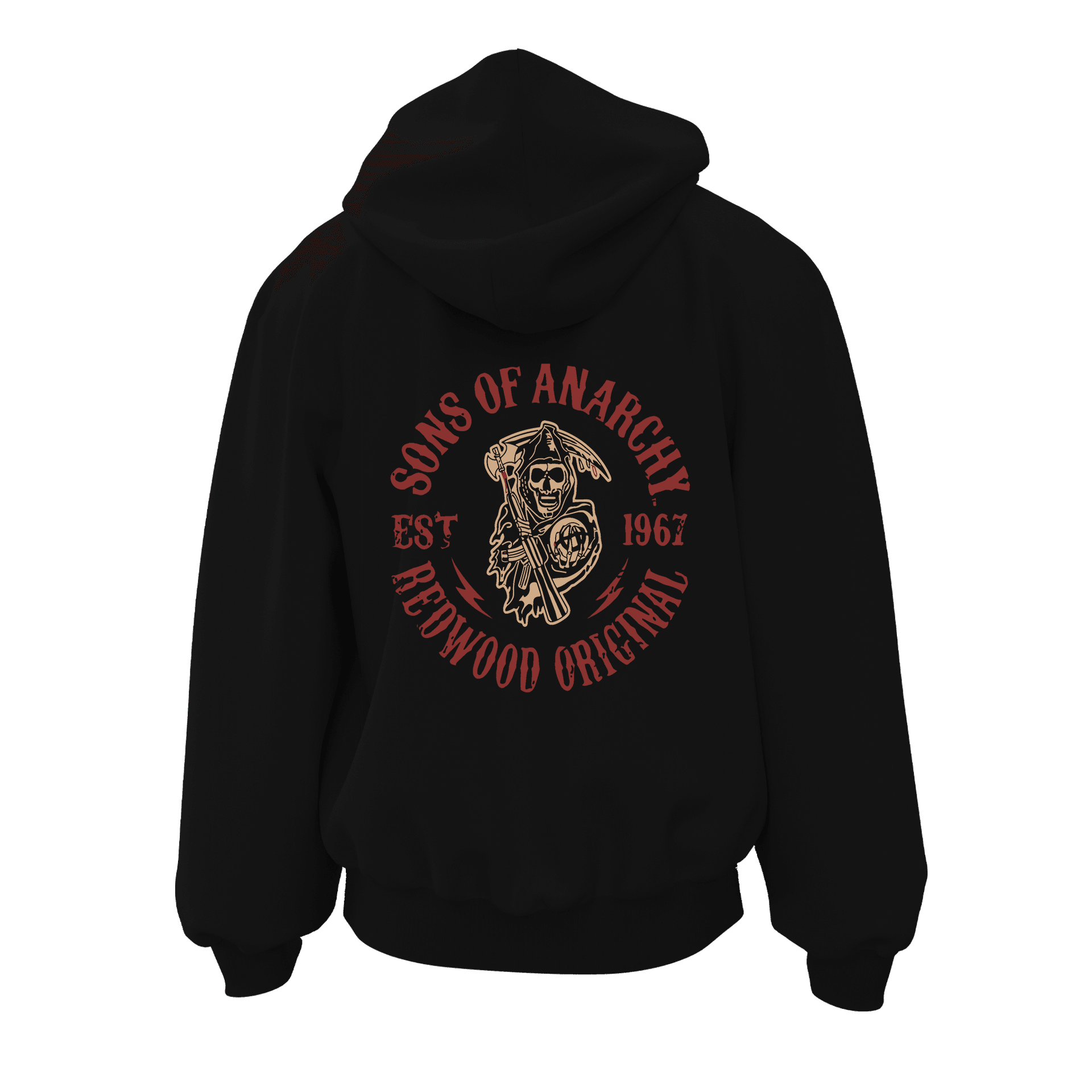 Sons Of Anarchy Red Wood Original II  Ön Ve Arka  Baskılı  Moto Series (Unisex Fermuarlı Hoodie )