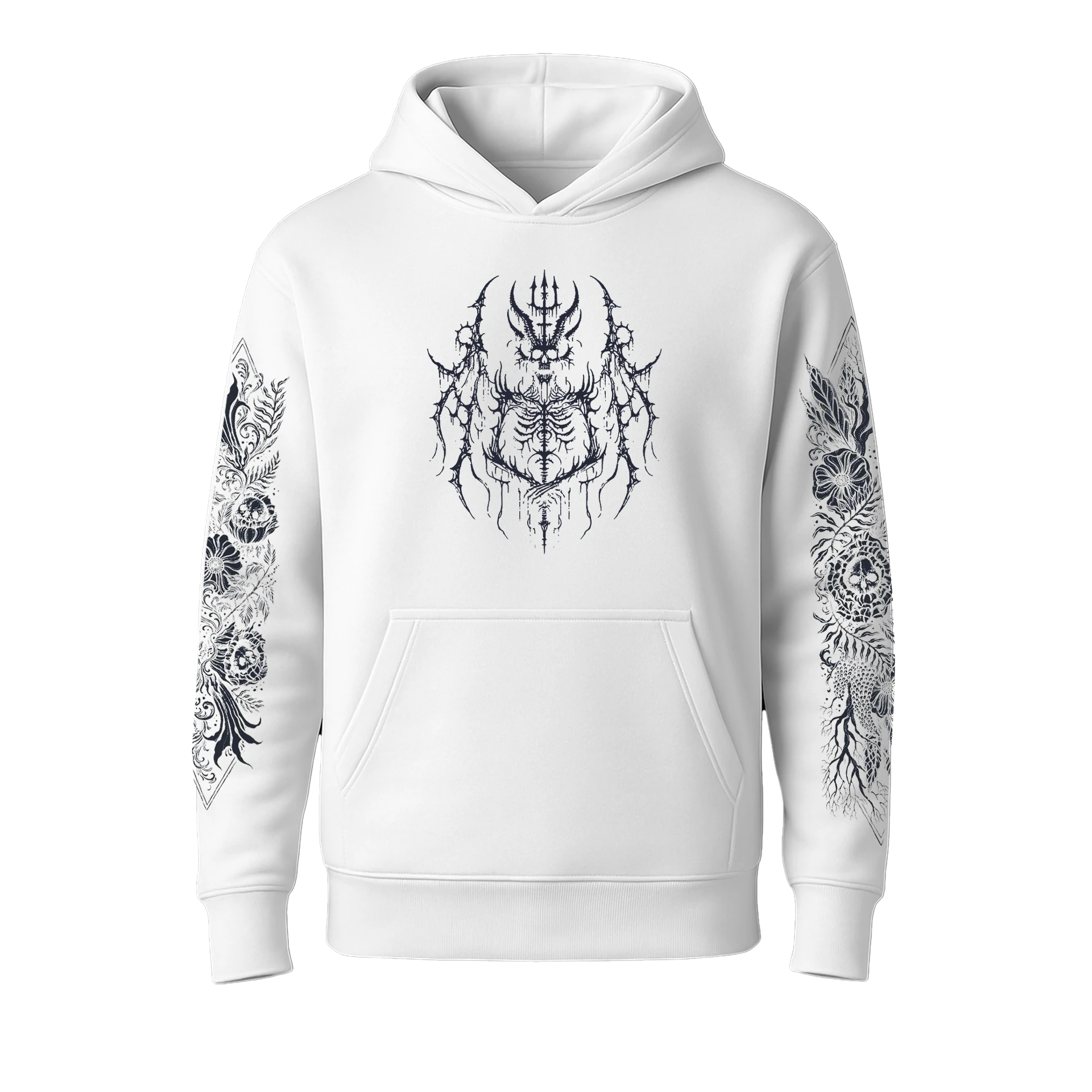 Devil Pattern Ön ve Kol Baskılı  (Unisex Hoodie )